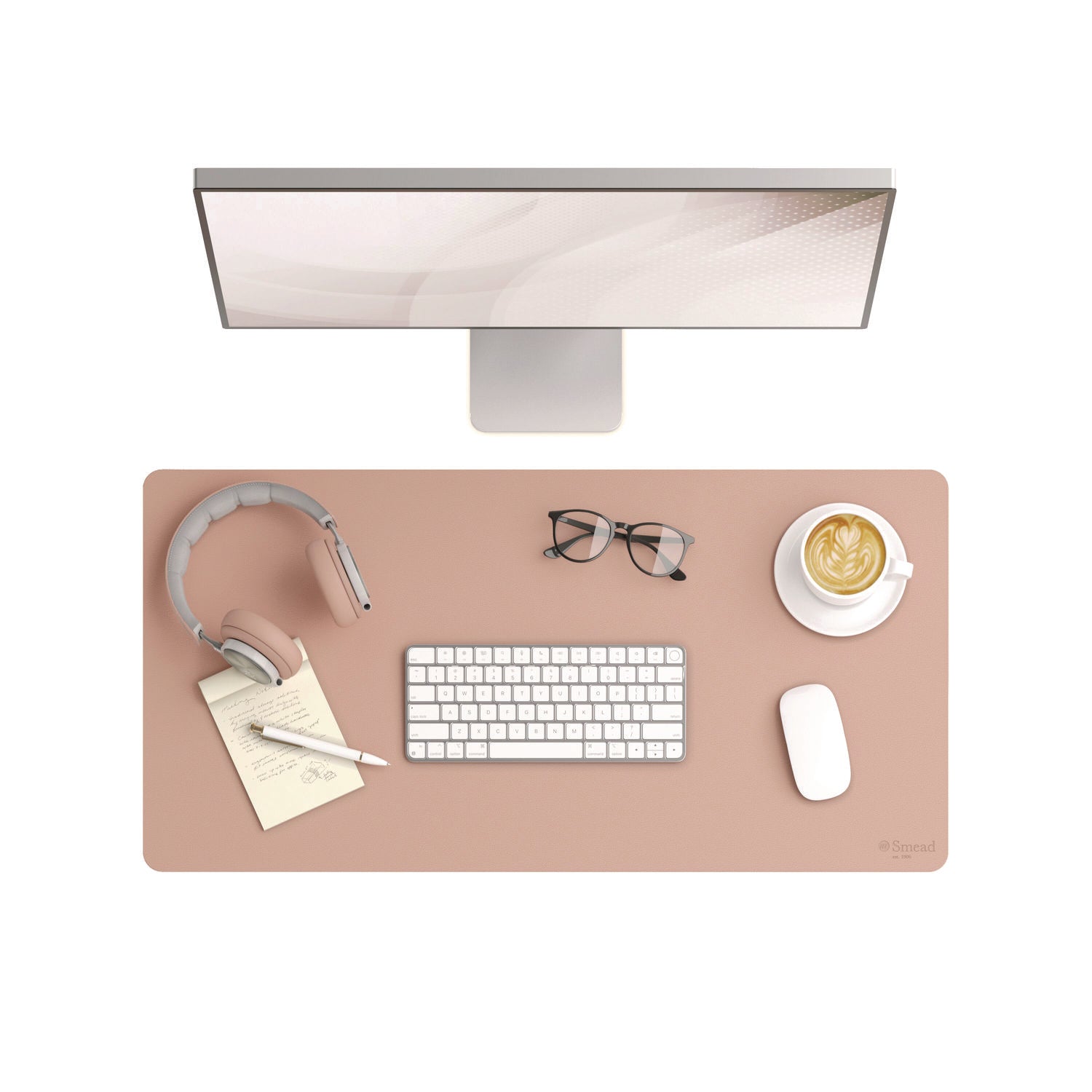 Smead Vegan Leather Desk Pads, 31.5 x 15.7, Light Pink