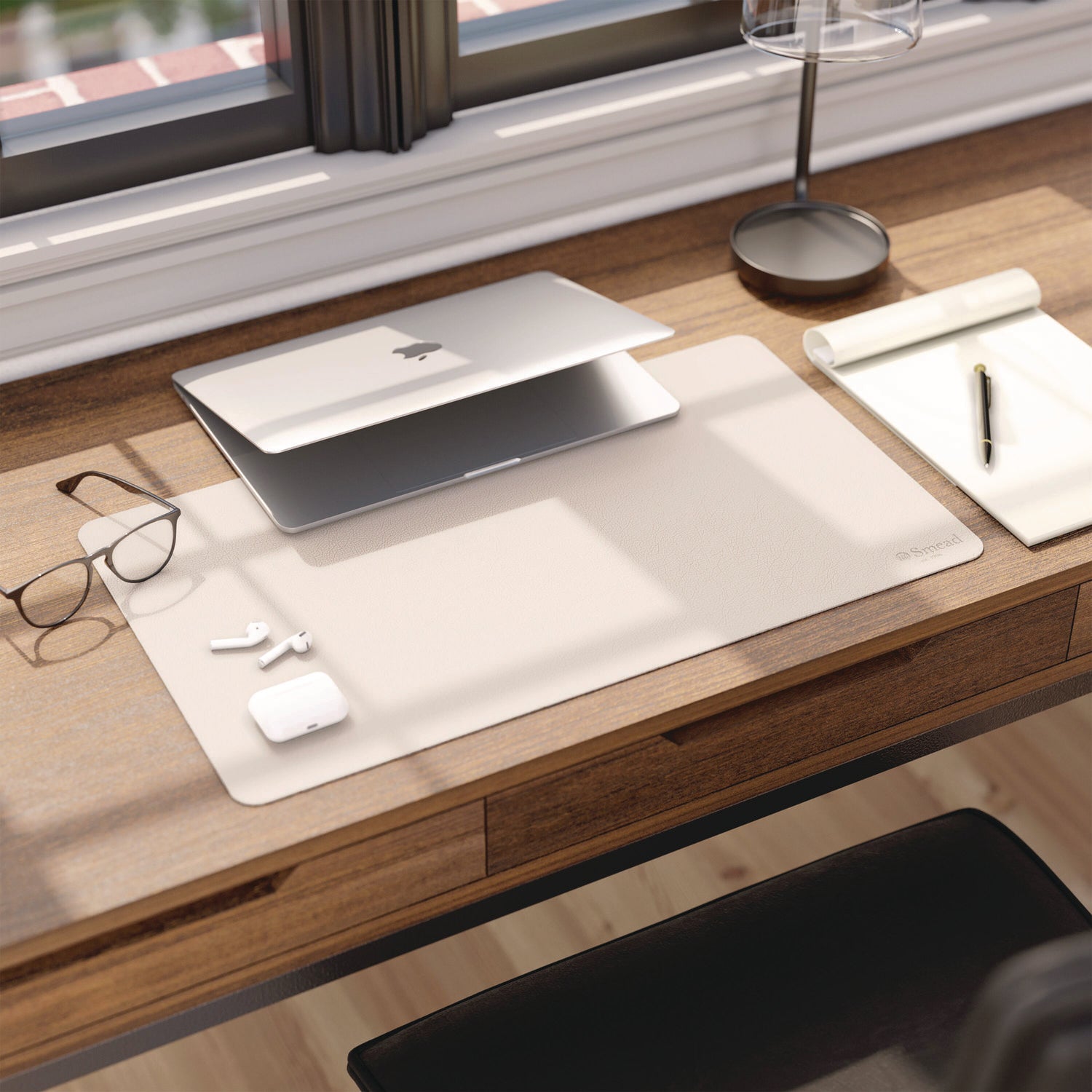 Smead Vegan Leather Desk Pads, 23.6 x 13.7, SandStone