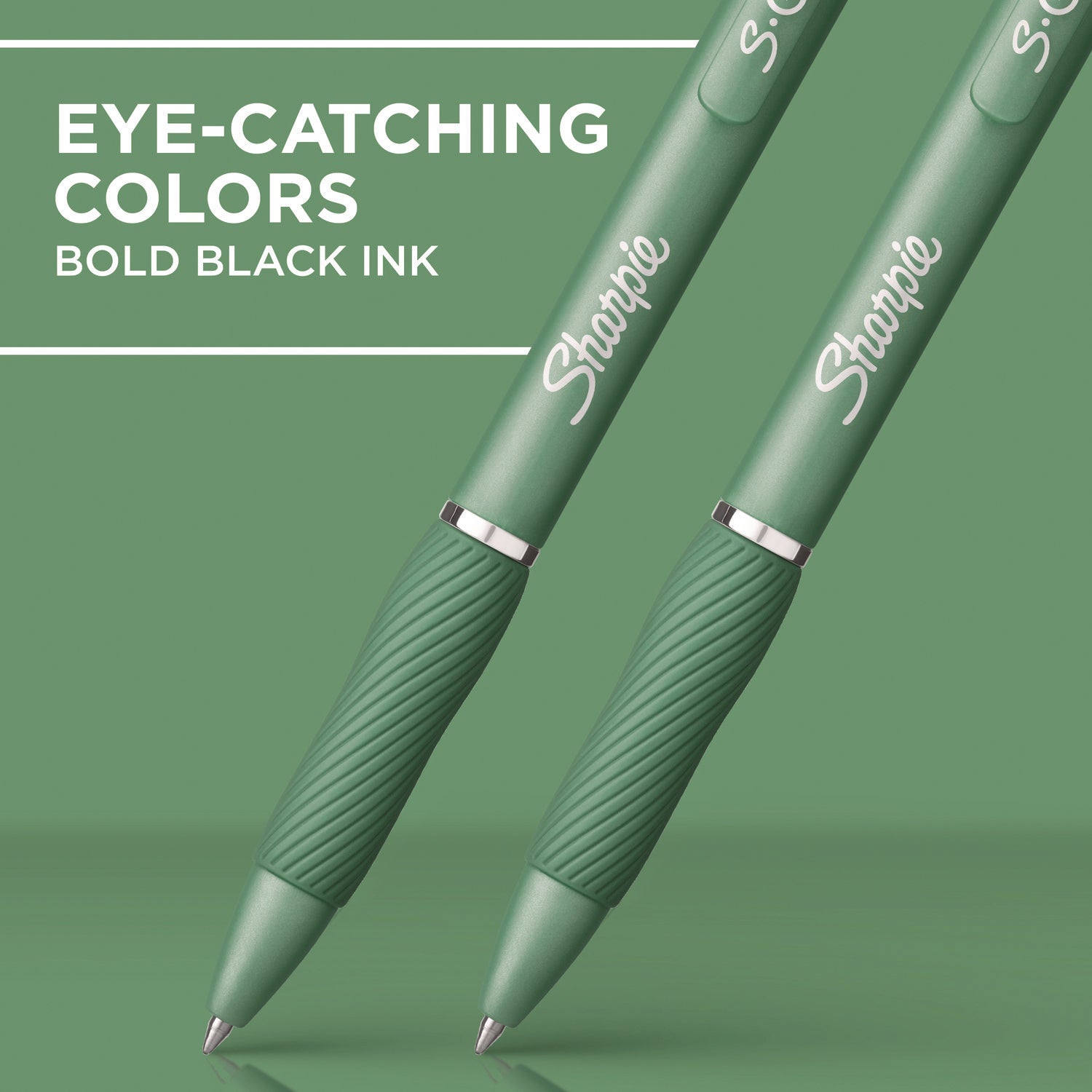 Sharpie® S-Gel™ S-Gel Fashion Barrel Gel Pen, Retractable, Medium 0.7 mm, Black Ink, Green Barrel, 4/Pack