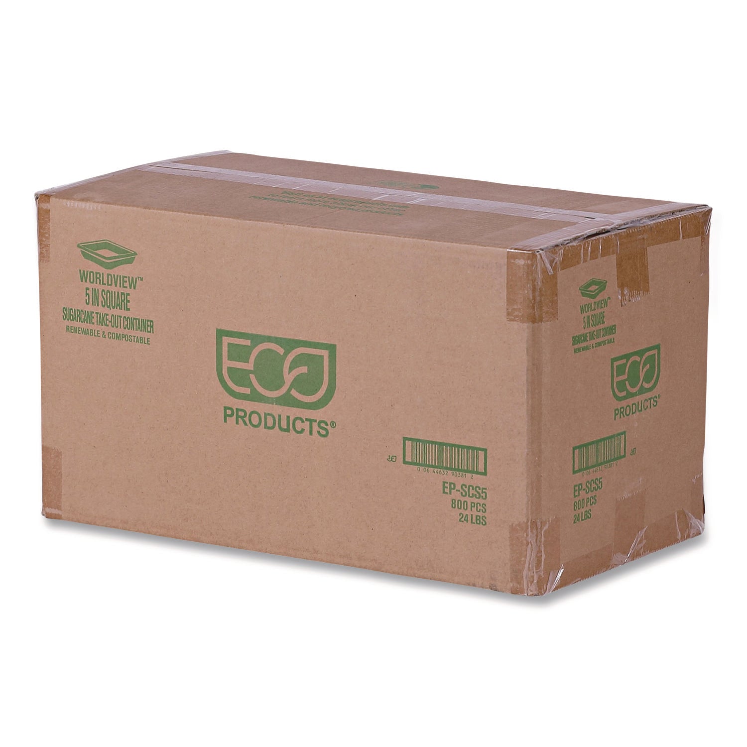 Eco-Products® WorldView Renewable Molded Fiber Containers, 10 oz, 5.04 x 5.04 x 1.09, White, 800/Carton