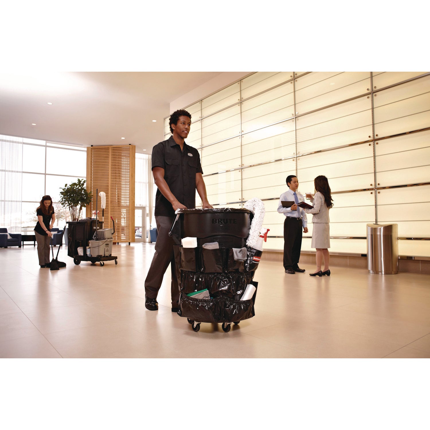 Rubbermaid® Commercial Brute Caddy Bag, 12 Compartments, Black, 6/Carton