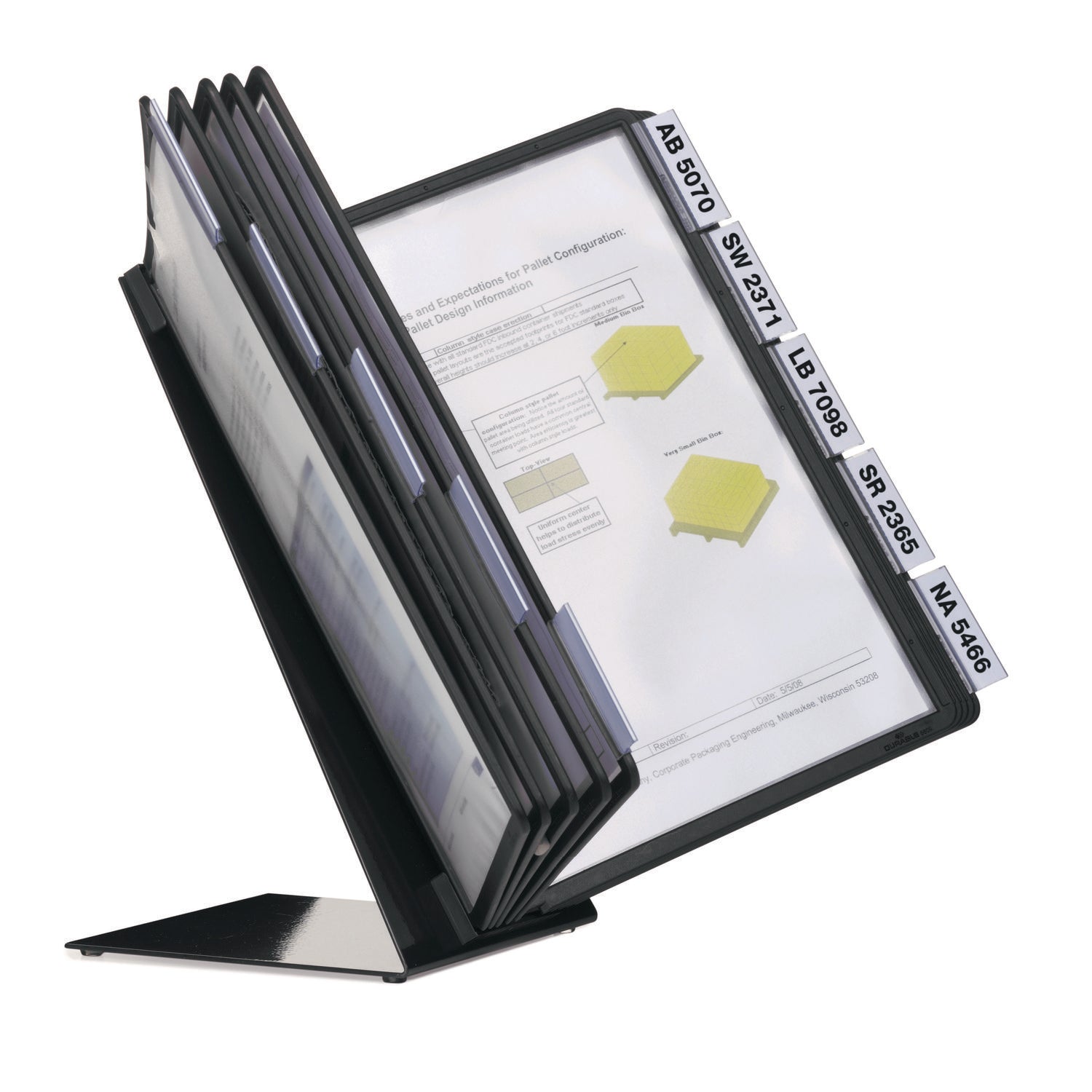 Durable® VARIO Document Holder, 10 Panels 15.5 x 6.5 x 10.75, Black Borders