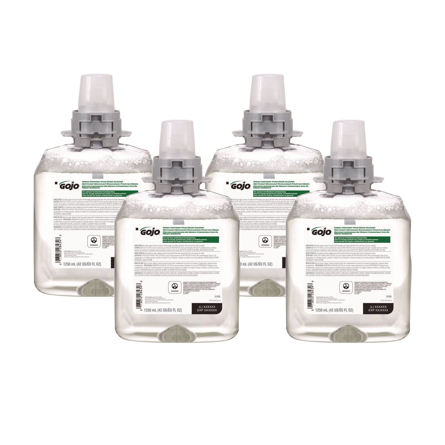 Green Certified Foam Hand Cleaner, Unscented, 1,250 mL Refill, 4/Carton