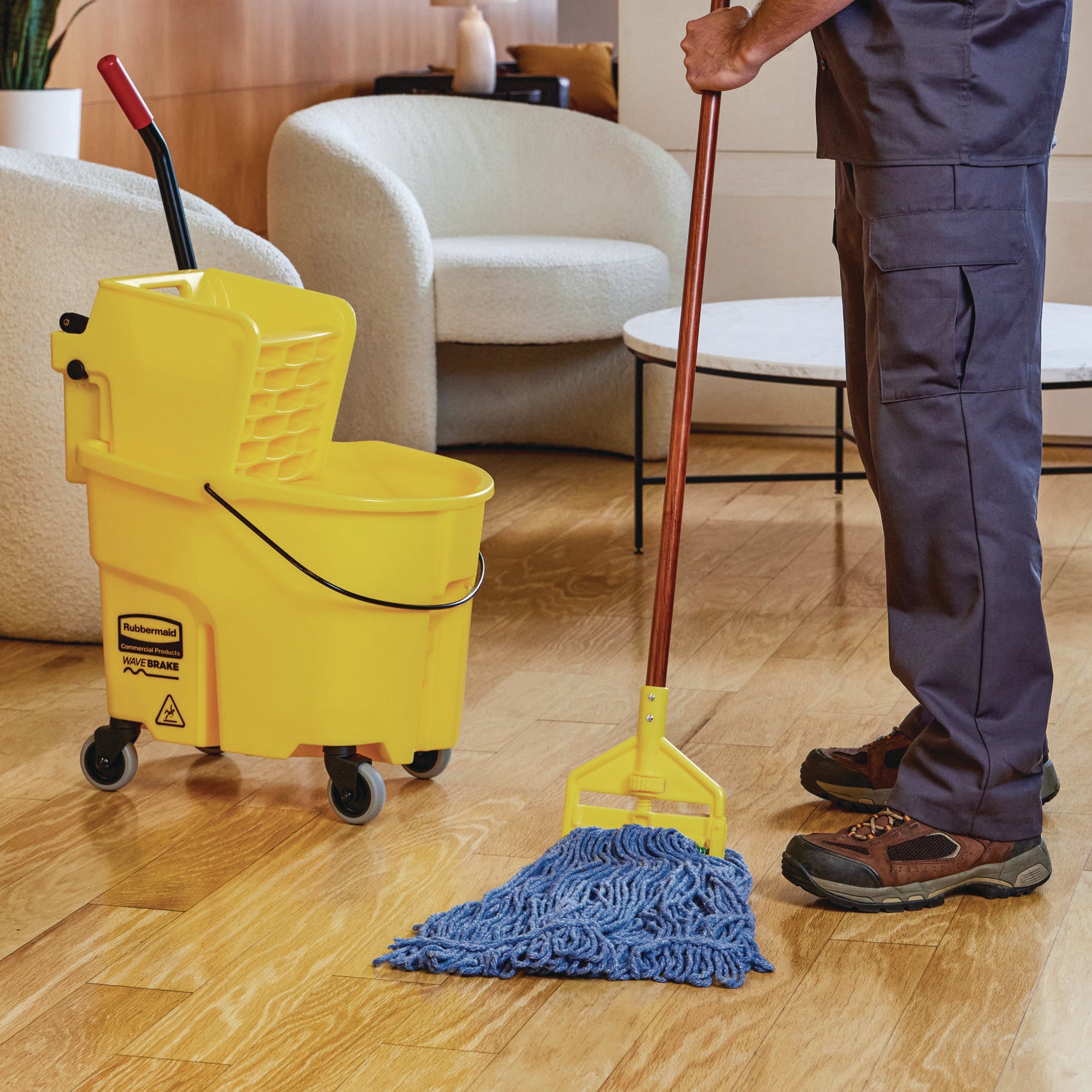 Rubbermaid® Commercial Super Stitch Blend Mop Head, Large, Cotton/synthetic, Blue, 6/carton