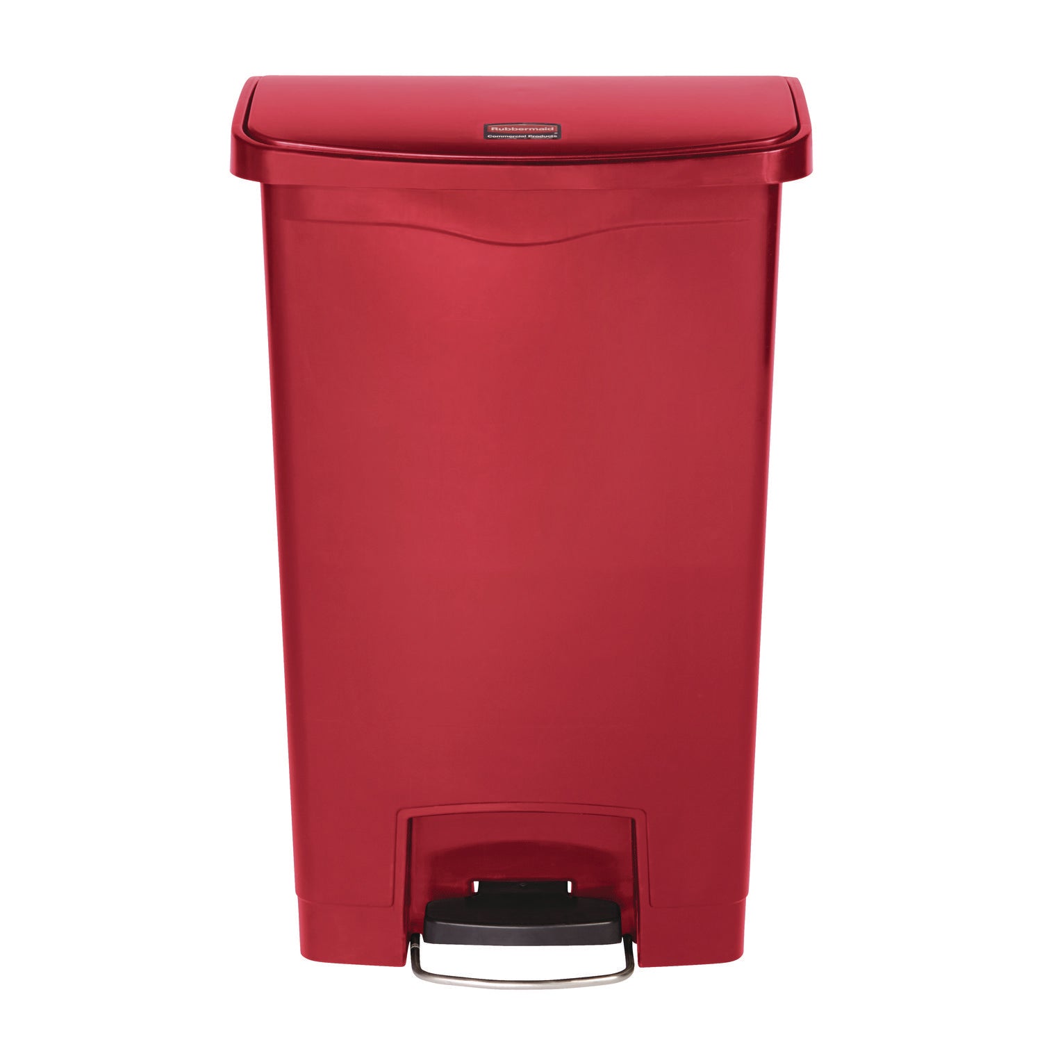Rubbermaid® Commercial Streamline Resin Step-On Container, Front Step Style, 8 gal, Polyethylene, Red