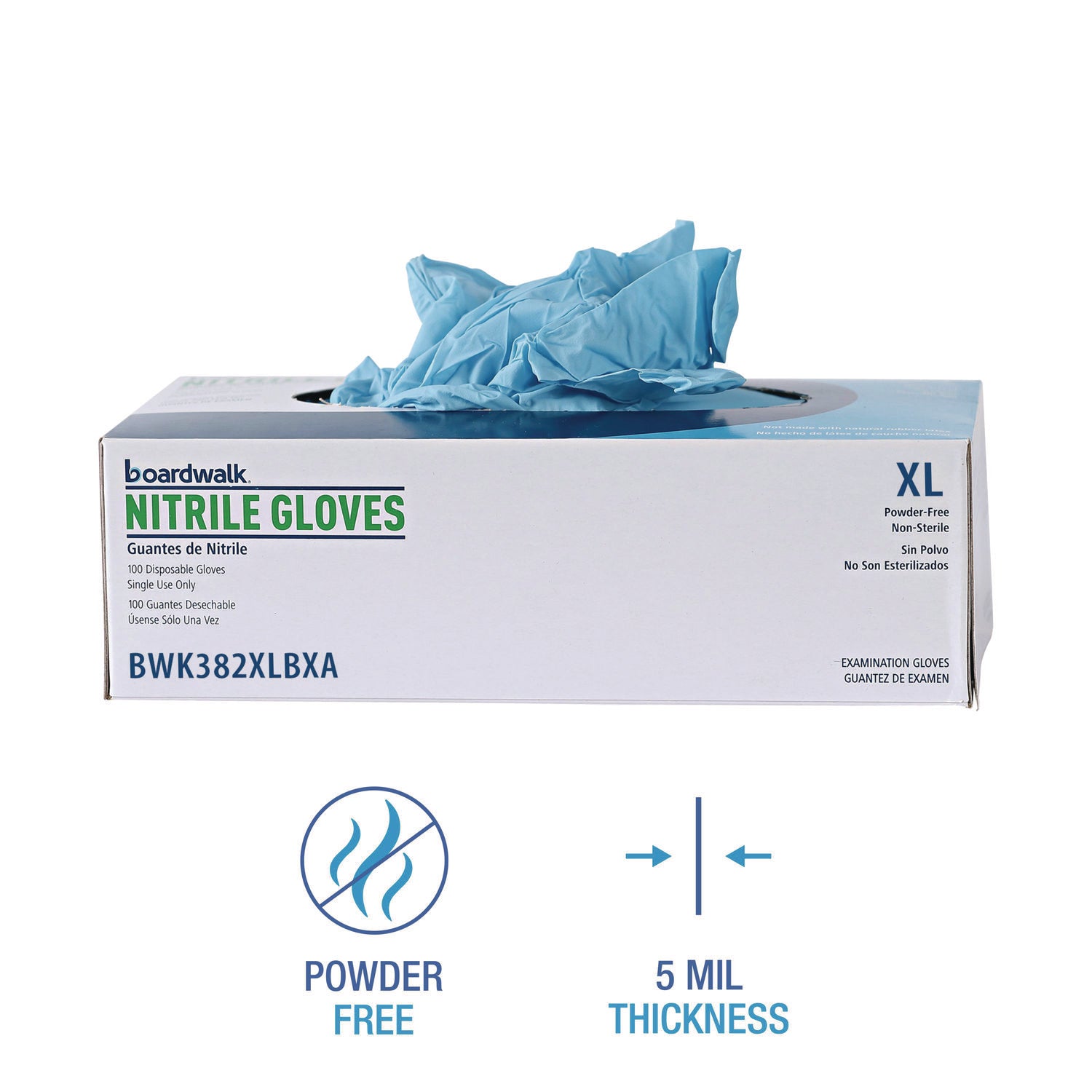Boardwalk® Disposable Examination Nitrile Gloves, X-Large, Blue, 5 mil, 1,000/Carton