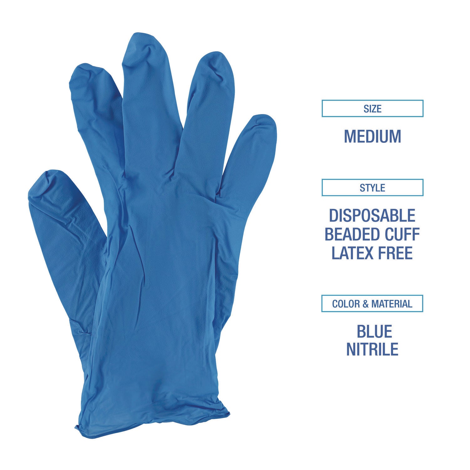 Boardwalk® Disposable Powder-Free Nitrile Gloves, Medium, Blue, 5 mil, 1,000/Carton
