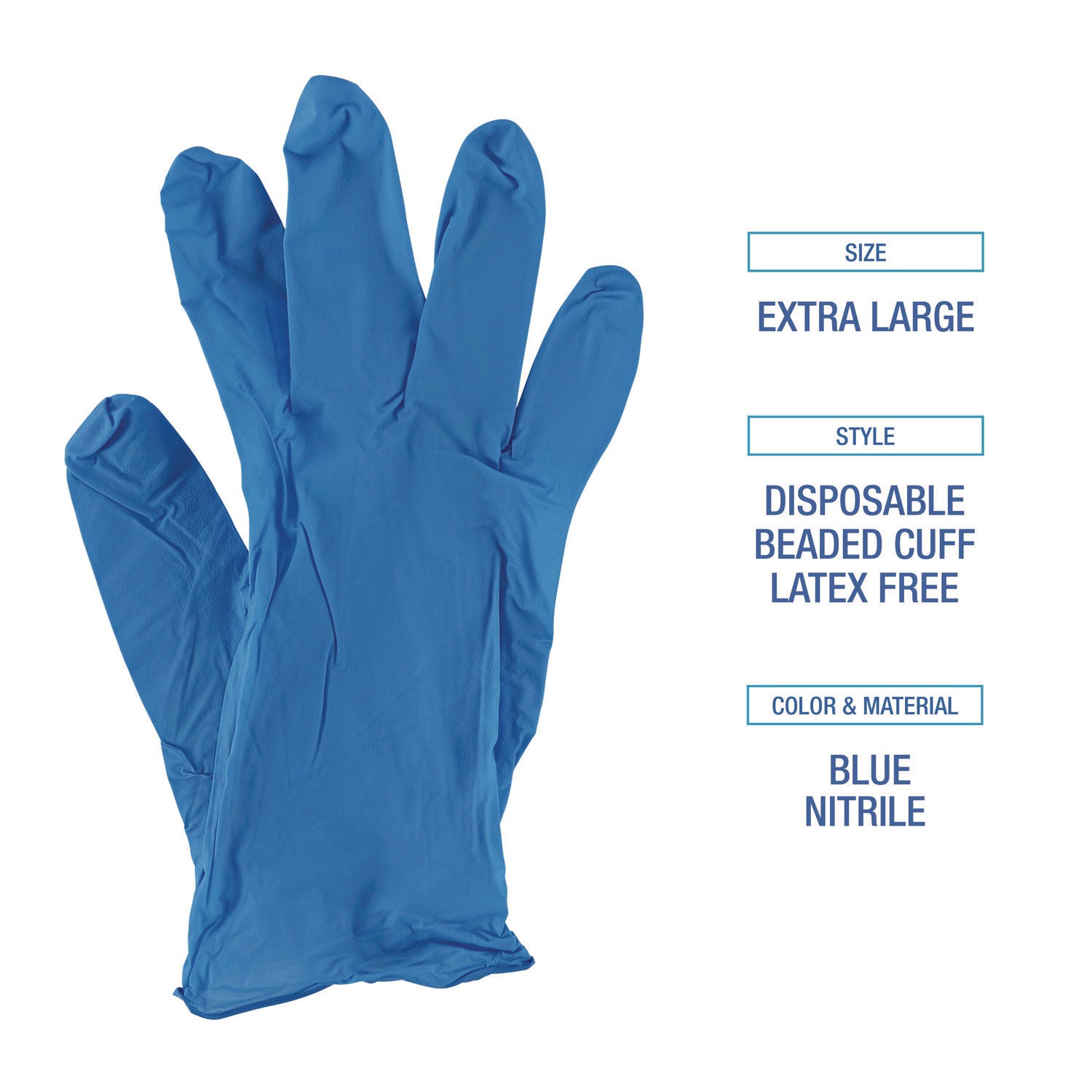 Boardwalk® Disposable General-Purpose Powder-Free Nitrile Gloves, X-Large, Blue, 5 mil, 100/Box