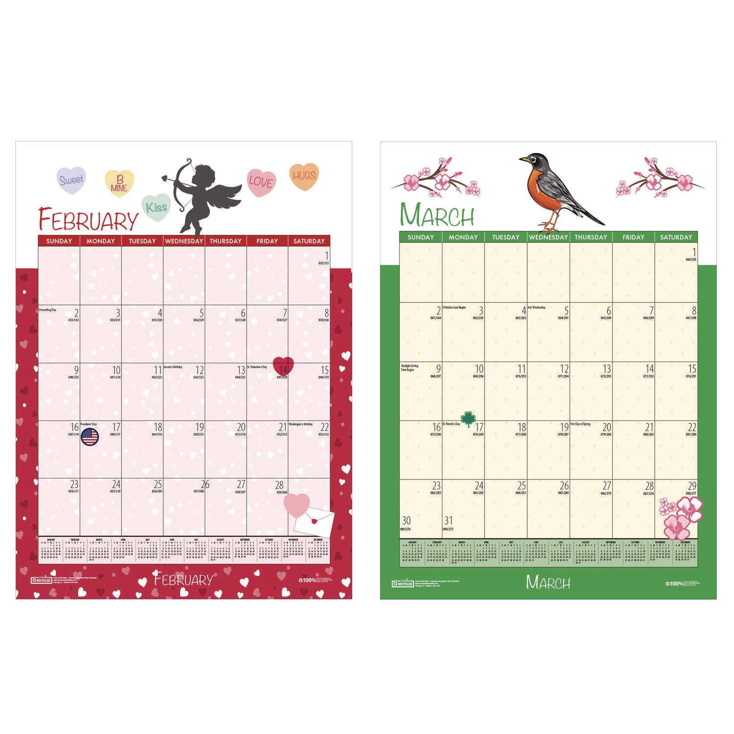 House of Doolittle™ Academic Year Recycled Seasonal Wall Calendar, Illustrated Seasons Artwork, 12 x 16.5, 12-Month (July to June): 2024 to 2025