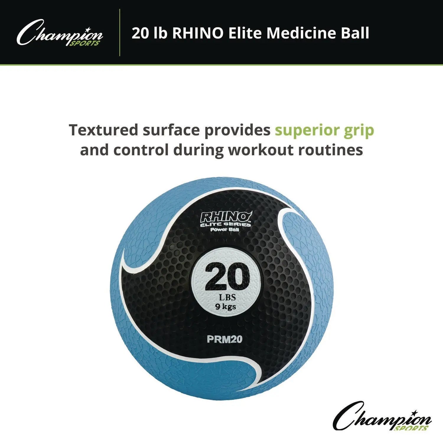 Rhino Elite Medicine Ball, 20 lb, Blue Champion Sports Flipcost