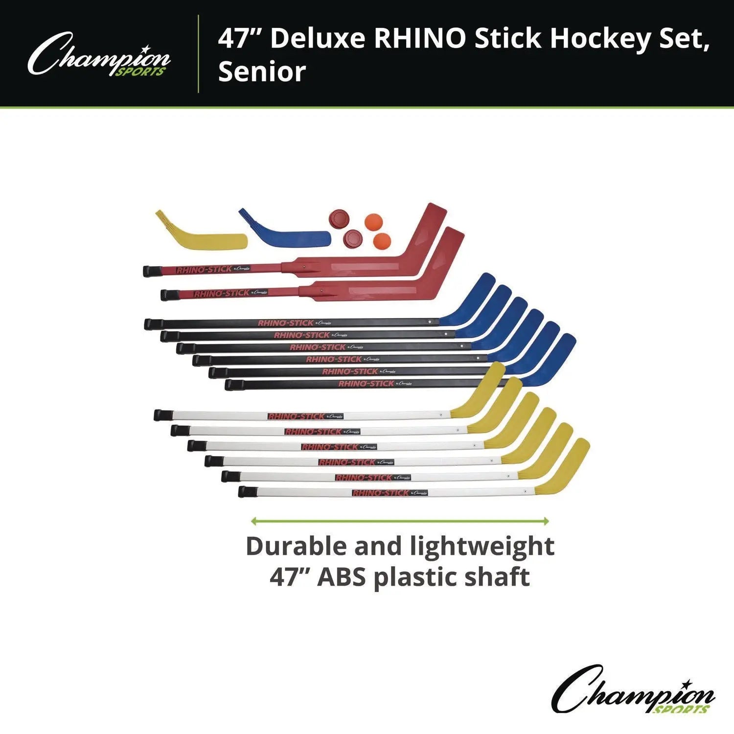 Indoor ABS Floor Hockey Set, 2 Pucks, 14 Sticks Champion Sports Flipcost