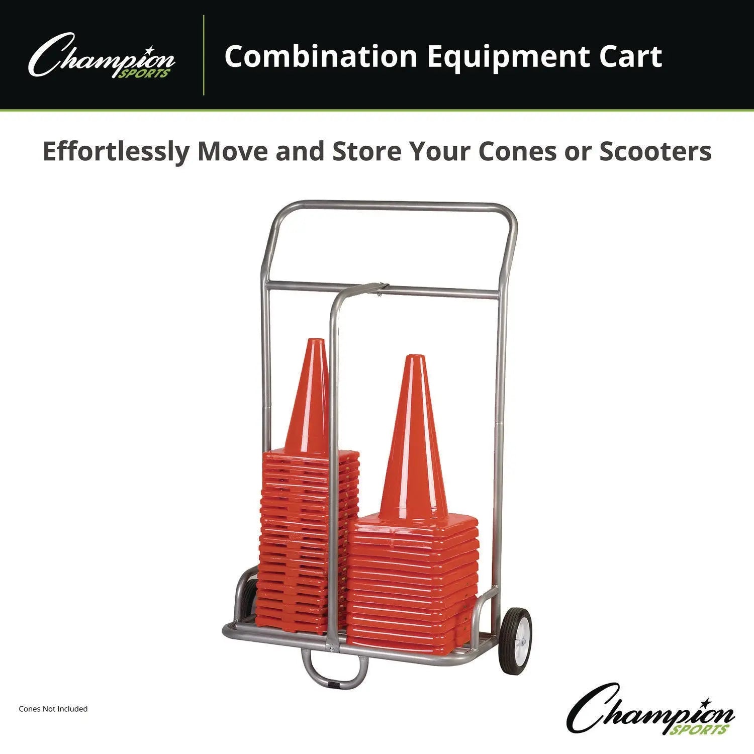 Combination Equipment Cart, Metal, 132 lb Capacity, 16 x 32 x 48, Silver Champion Sports Flipcost