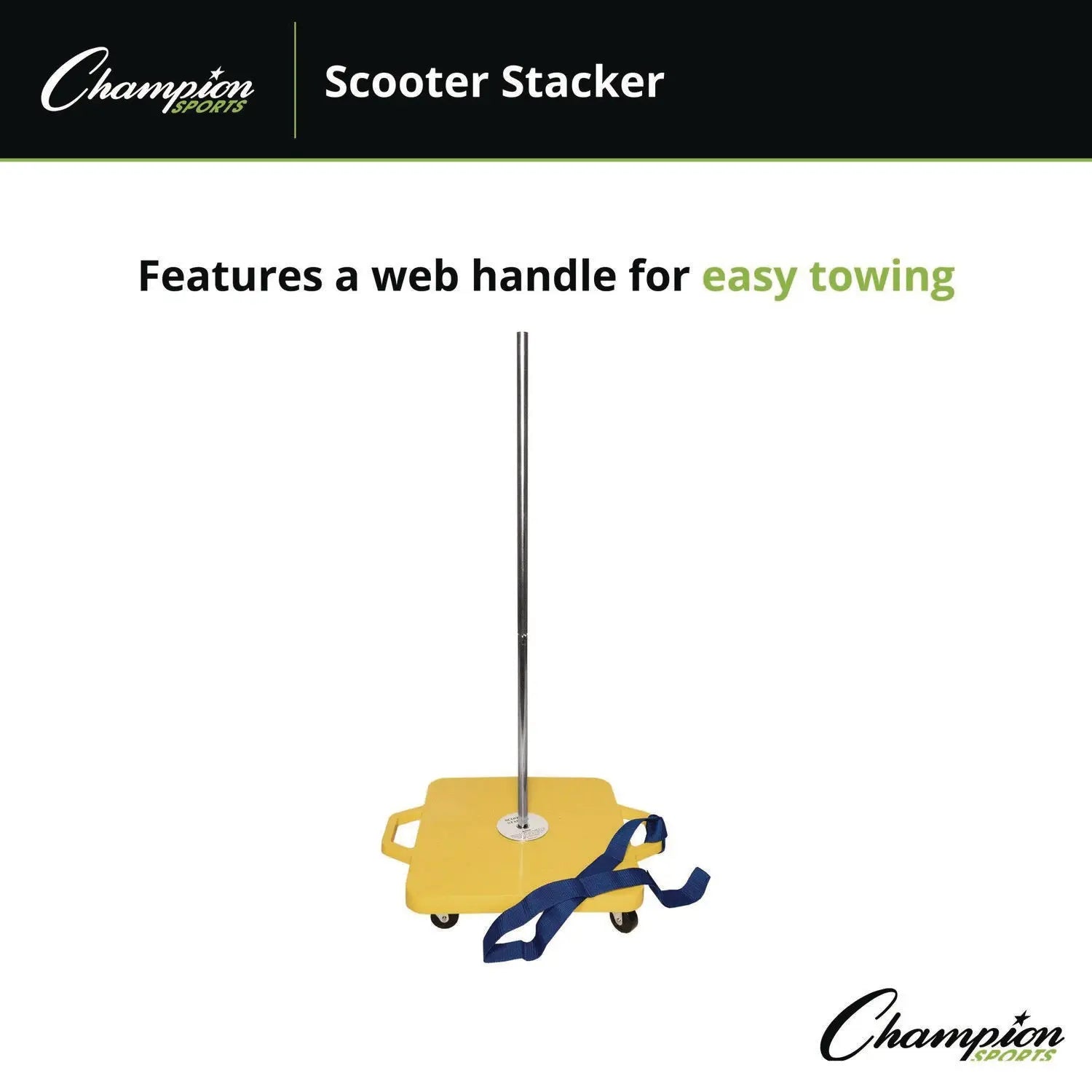Scooter Stacker, Plastic, 176 lb Capacity, 21 x 16 x 39, Silver/Yellow Champion Sports Flipcost