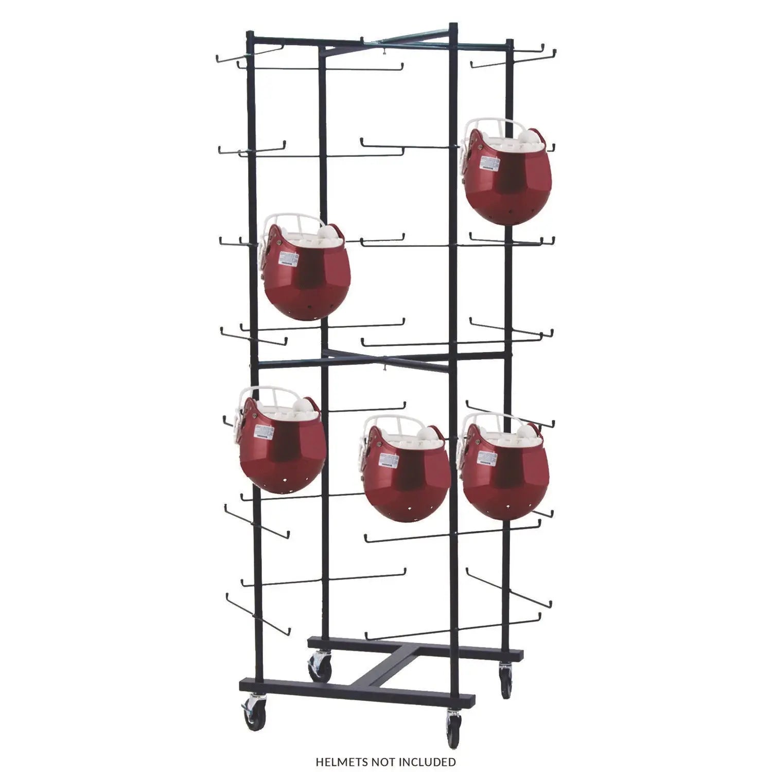 56 Football Helmet Rolling Rack, 26" x 28" x 81", Black Champion Sports Flipcost
