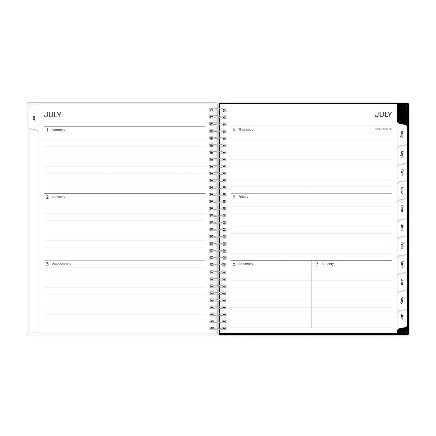 Blue Sky® Analeis Create-Your-Own Cover Weekly/Monthly Planner, Floral, 11 x 8.5, White/Black/Coral, 12-Month (July to June): 2024-2025