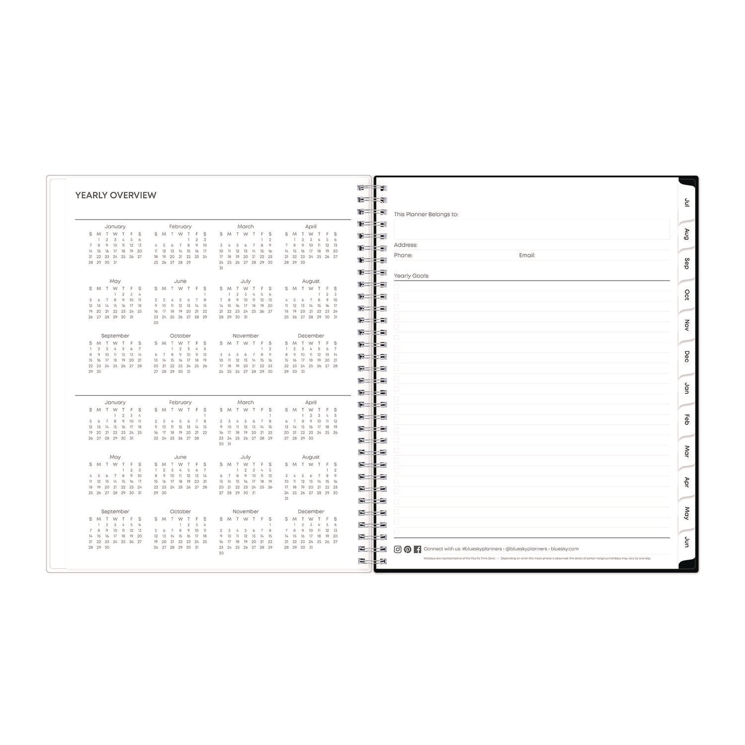 Blue Sky® Analeis Create-Your-Own Cover Weekly/Monthly Planner, Floral, 11 x 8.5, White/Black/Coral, 12-Month (July to June): 2024-2025