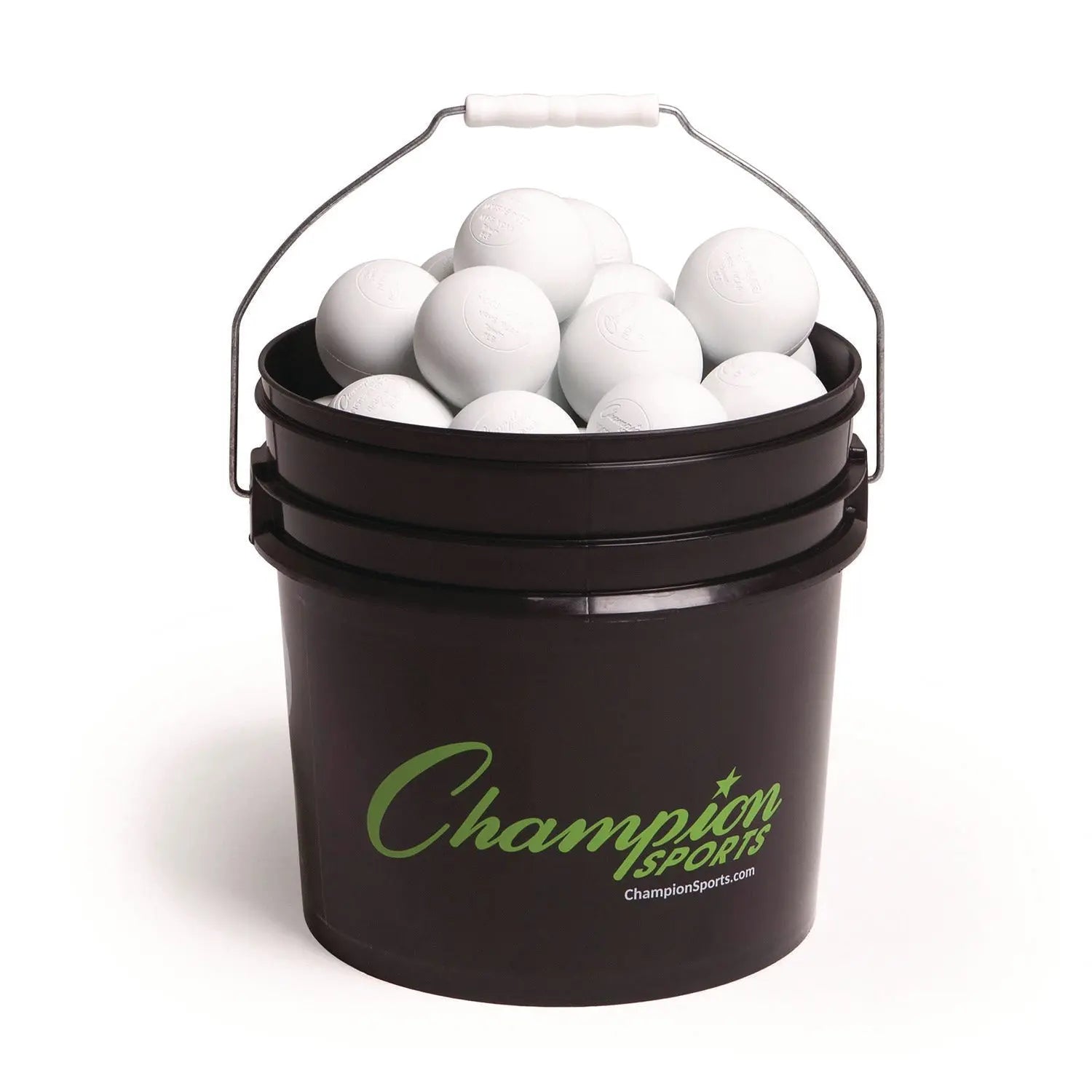 Lacrosse Balls in a Bucket, 11" x 11" Bucket with 36 White Rubber Balls Champion Sports Flipcost