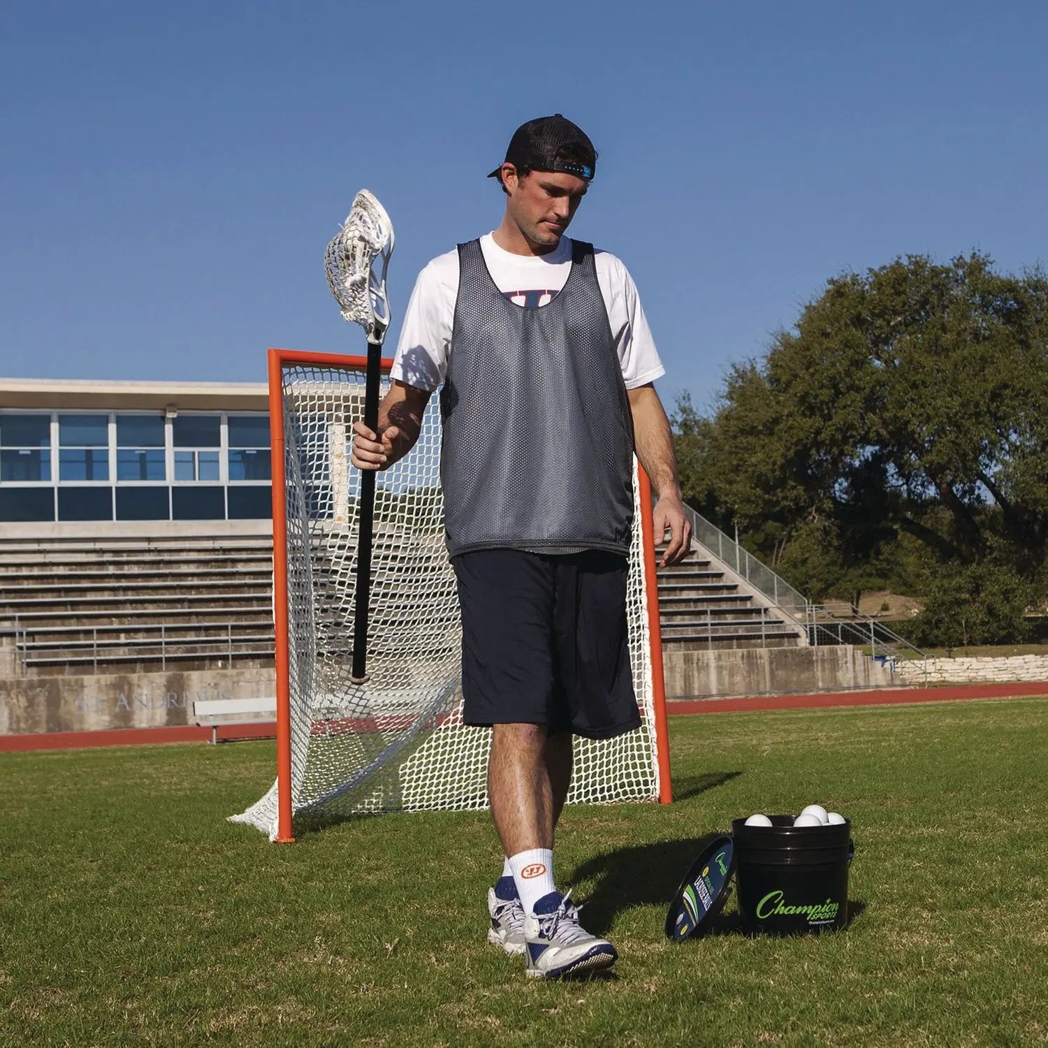 Lacrosse Balls in a Bucket, 11" x 11" Bucket with 36 White Rubber Balls Champion Sports Flipcost