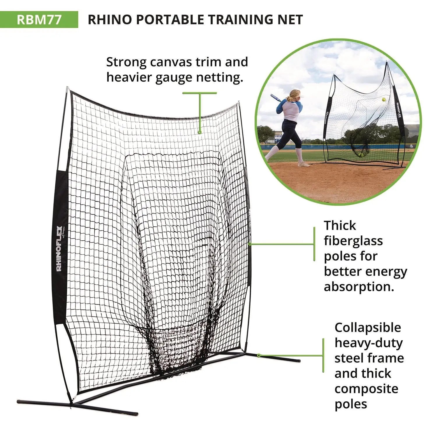 Rhino Portable Training Net, 7 ft x 7 ft Champion Sports Flipcost