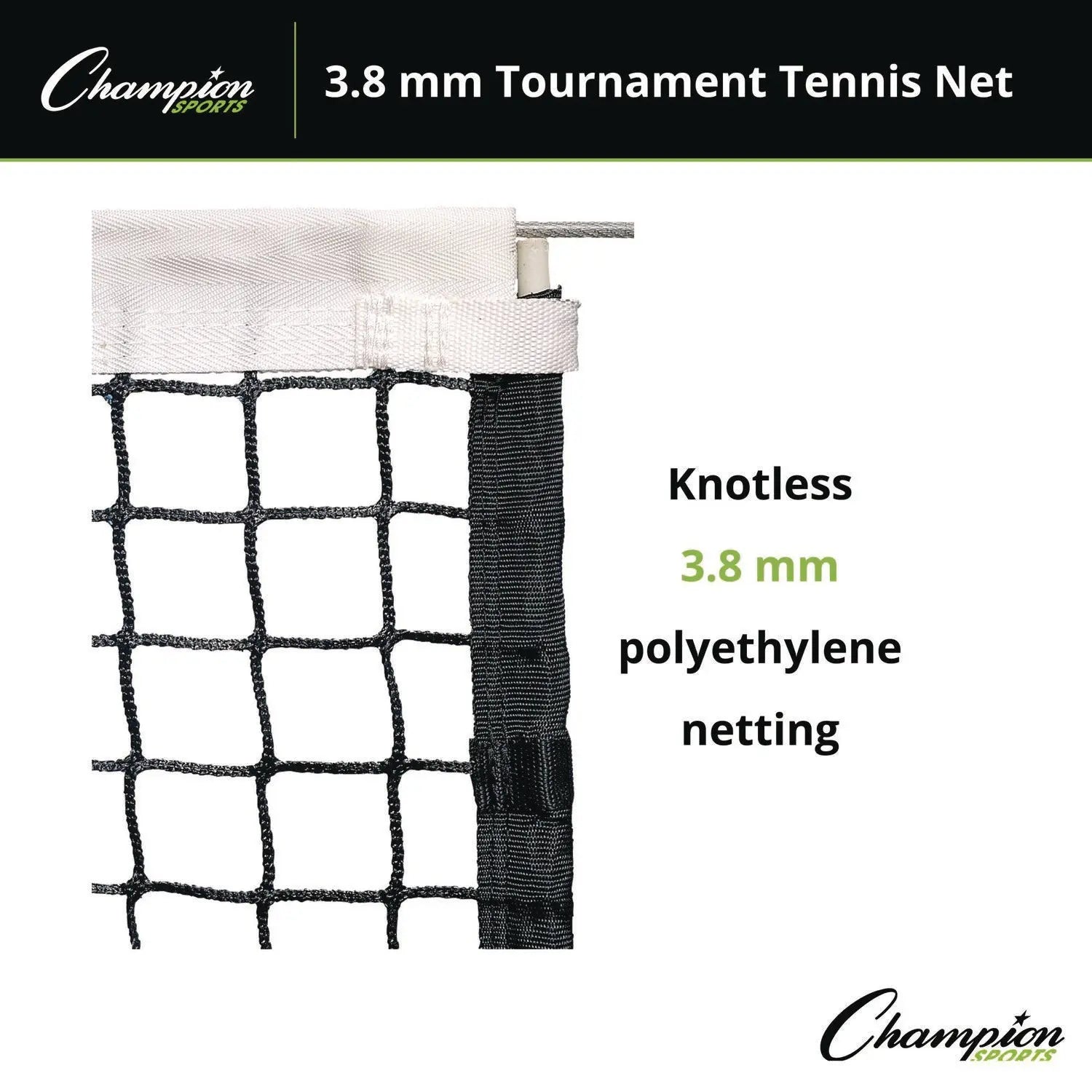 Four-Season Tournament Tennis Net, 42 ft x 3.5 ft, 0.13" dia Champion Sports Flipcost