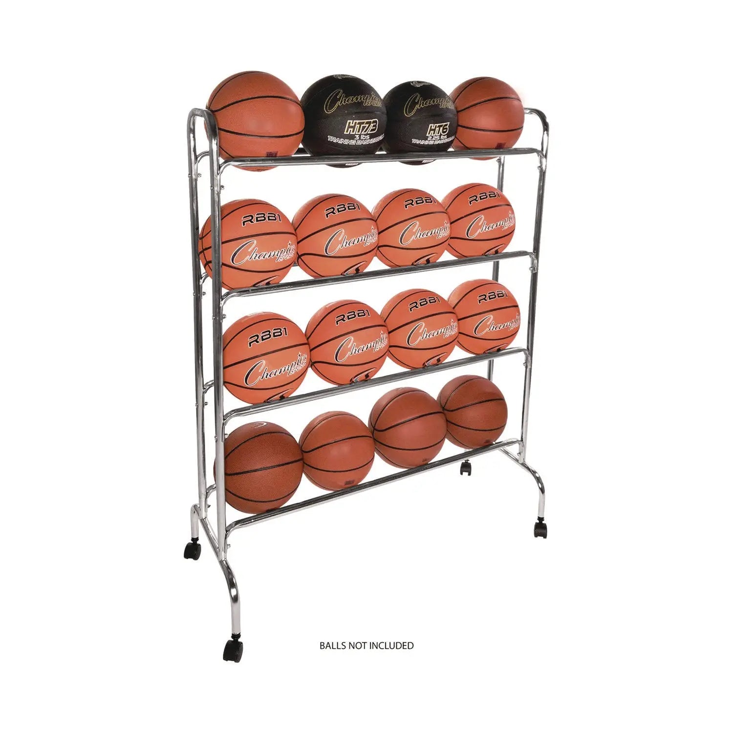 Powder-Coated Ball Cart, Metal, 132 lb Capacity, 17 x 41 x 53, Silver Champion Sports Flipcost