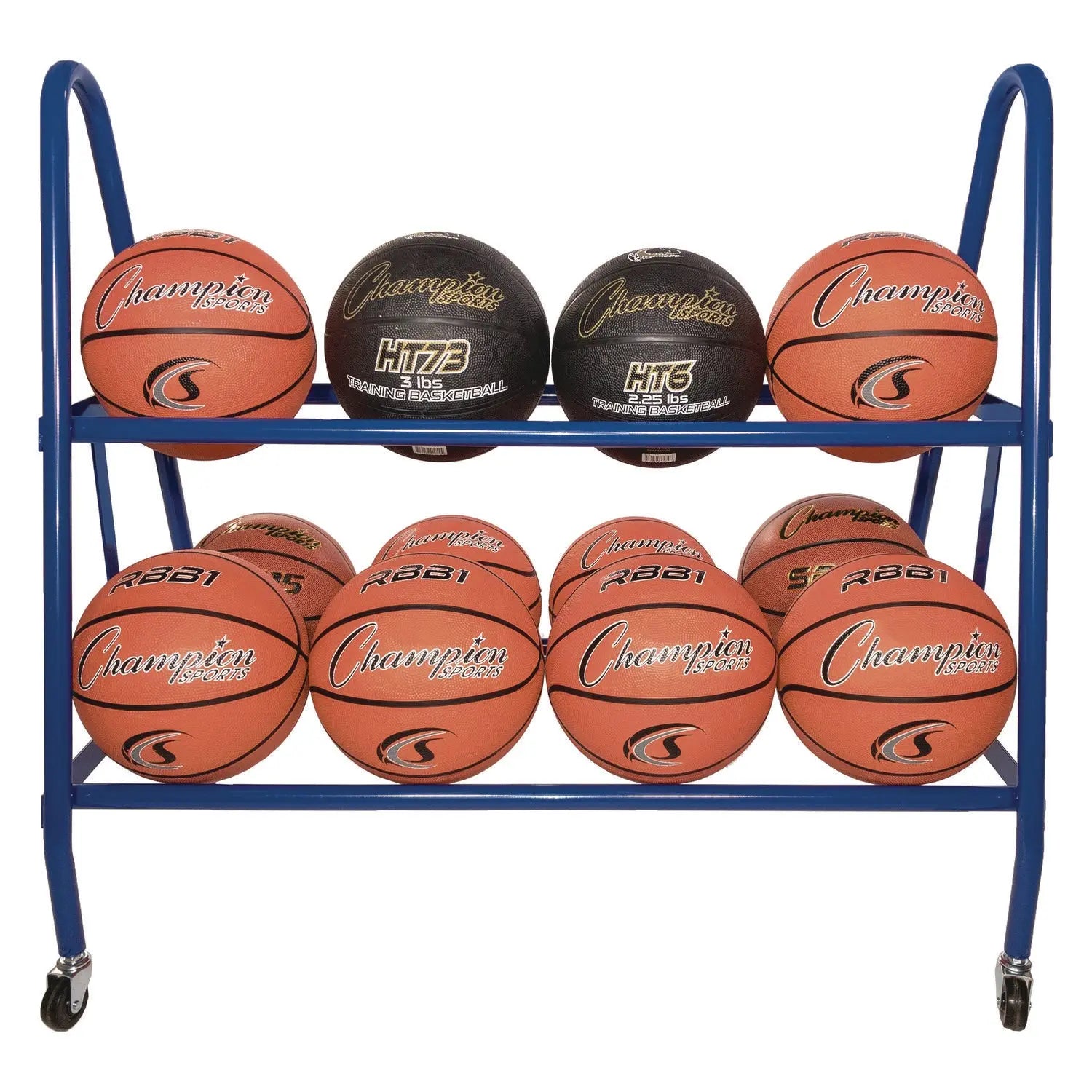 Heavy-Duty Deluxe Ball Cart, Metal, 132 lb Capacity, 17.5 x 38 x 35.75, Blue Champion Sports Flipcost