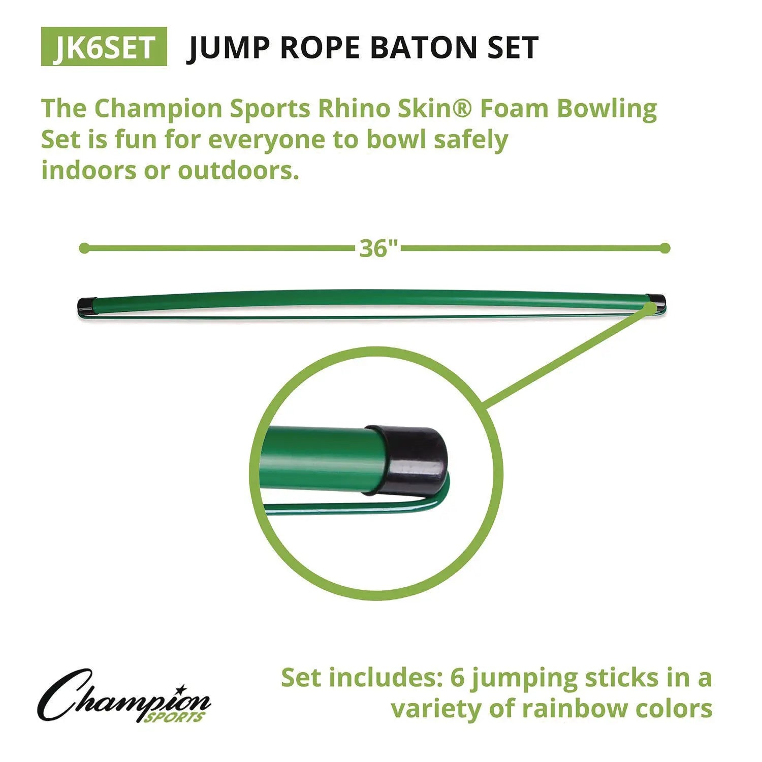 Jump Rope Baton Set, 32", Assorted Colors, 6 Batons/Set Champion Sports Flipcost