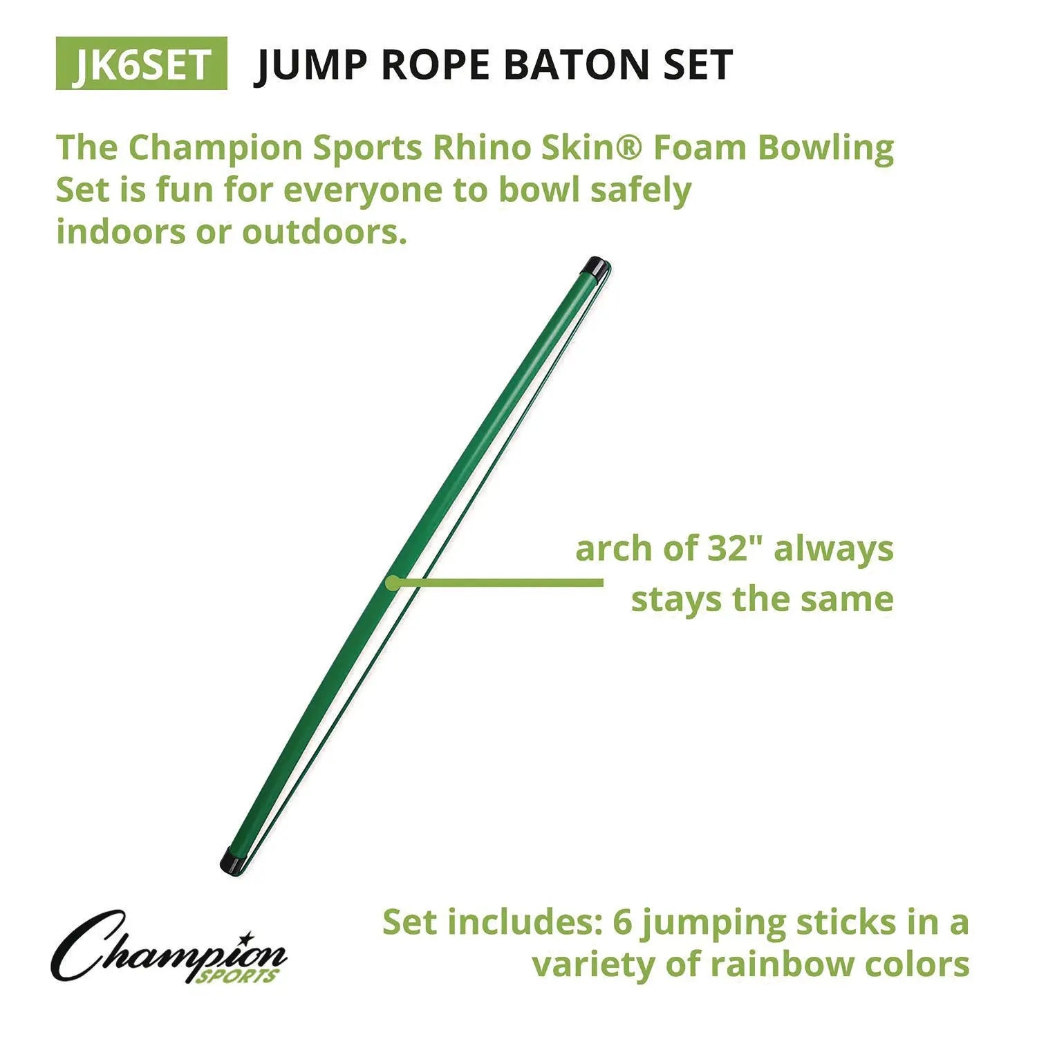 Jump Rope Baton Set, 32", Assorted Colors, 6 Batons/Set Champion Sports Flipcost
