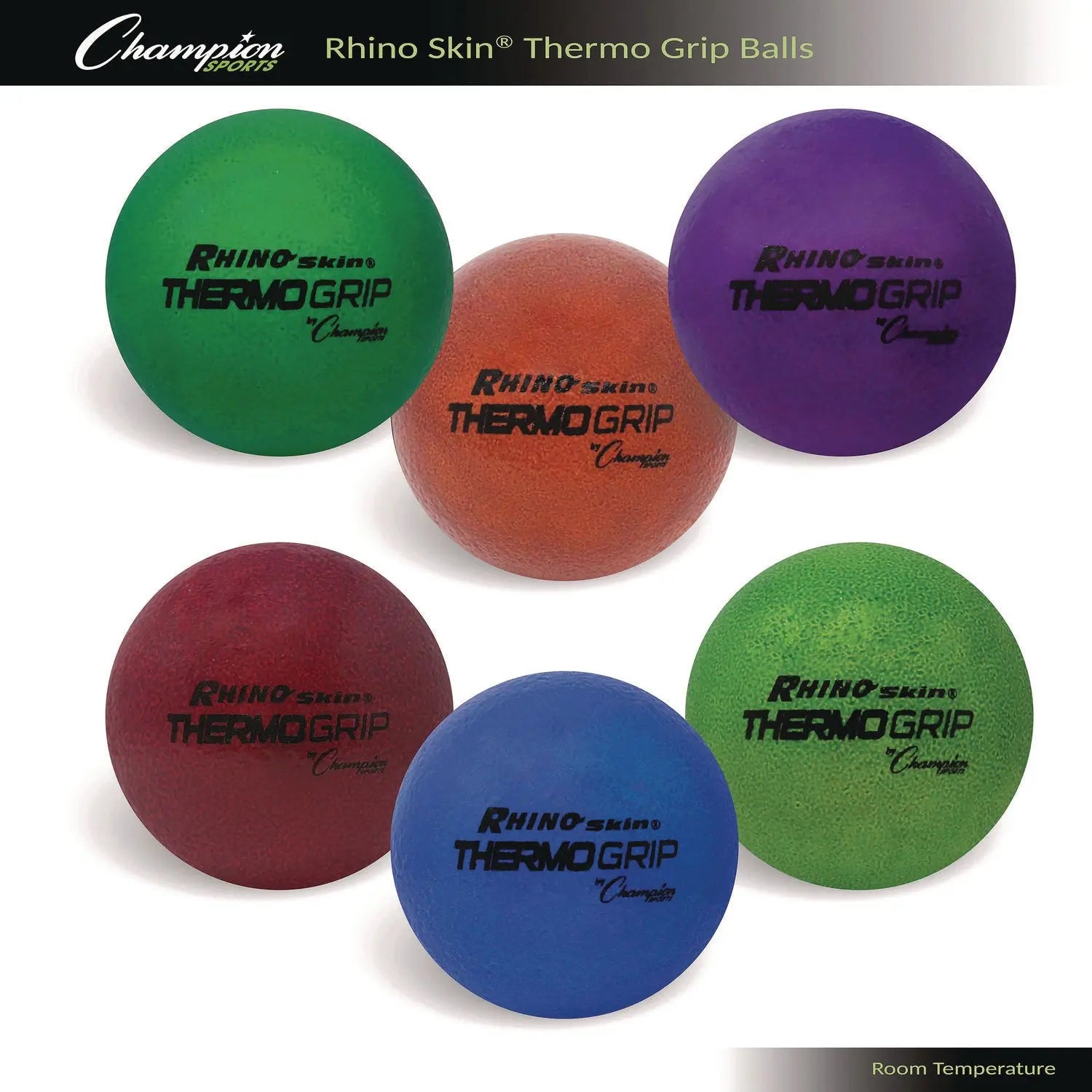 Rhino Skin Thermo Grip Dodgeball Set, 6.3" Diameter, Assorted Colors, 6/Set Champion Sports Flipcost