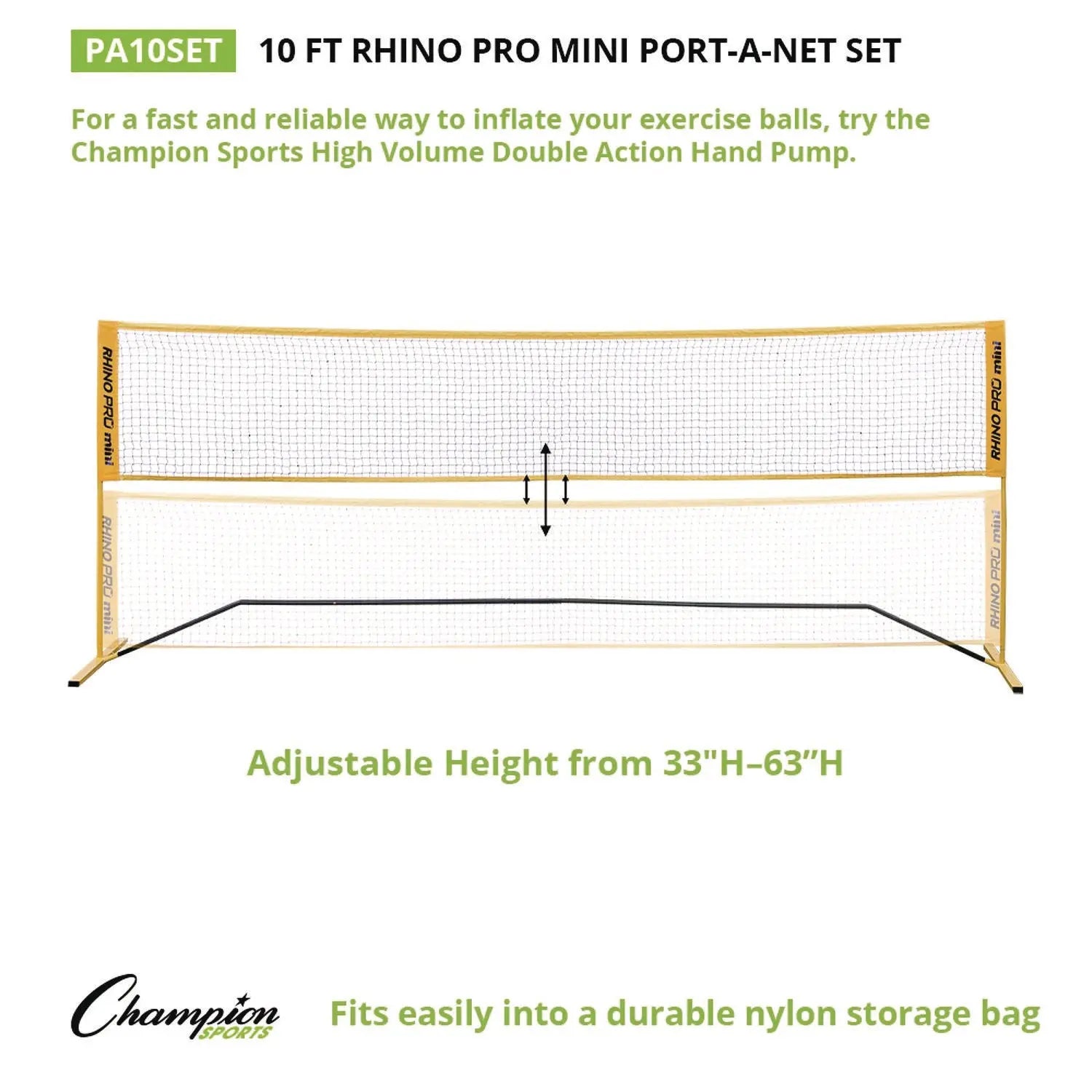Rhino Port-A-Net Set, 33" to 63" x 120" Champion Sports Flipcost