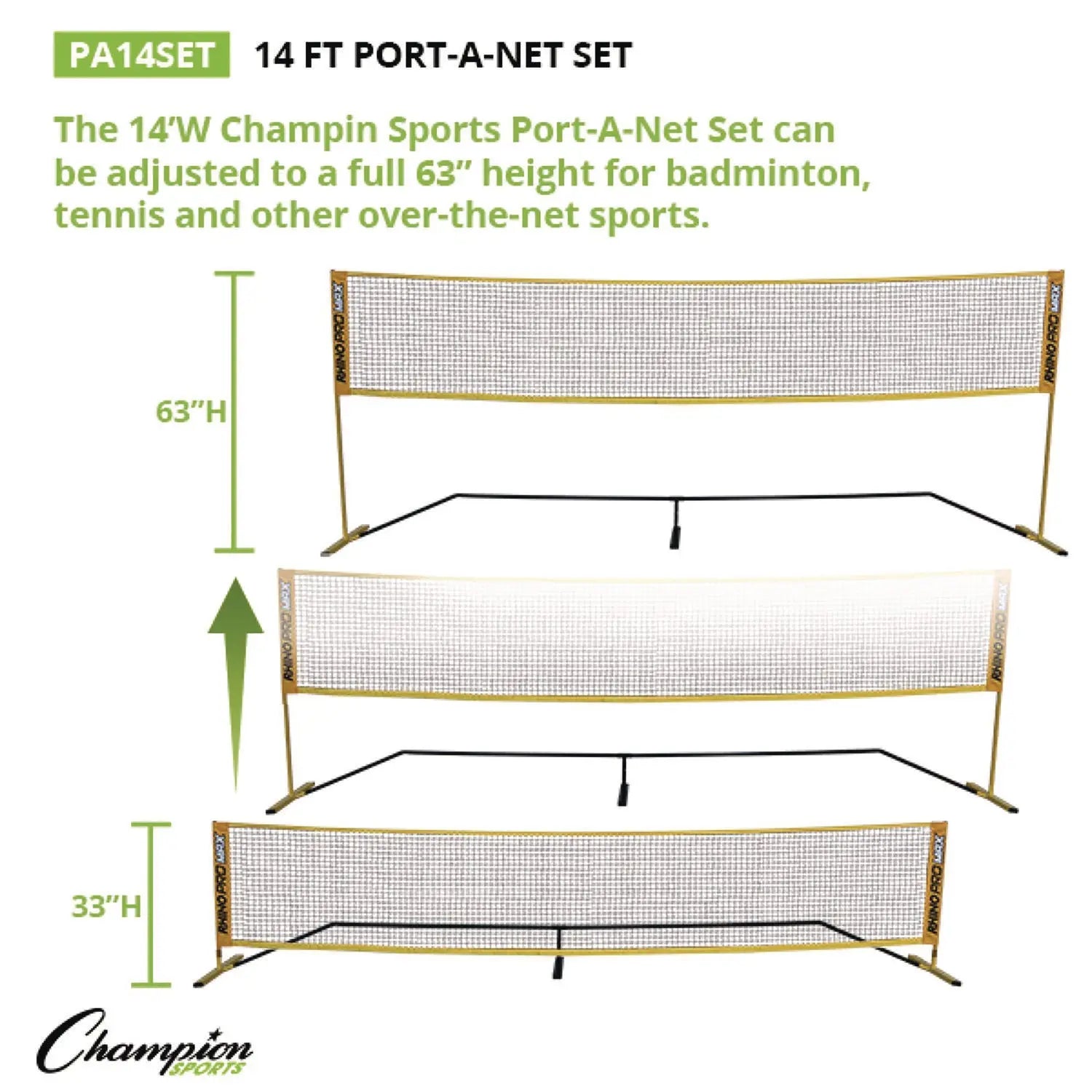 Rhino Port-A-Net Set, 36" to 60" x 168" Champion Sports Flipcost
