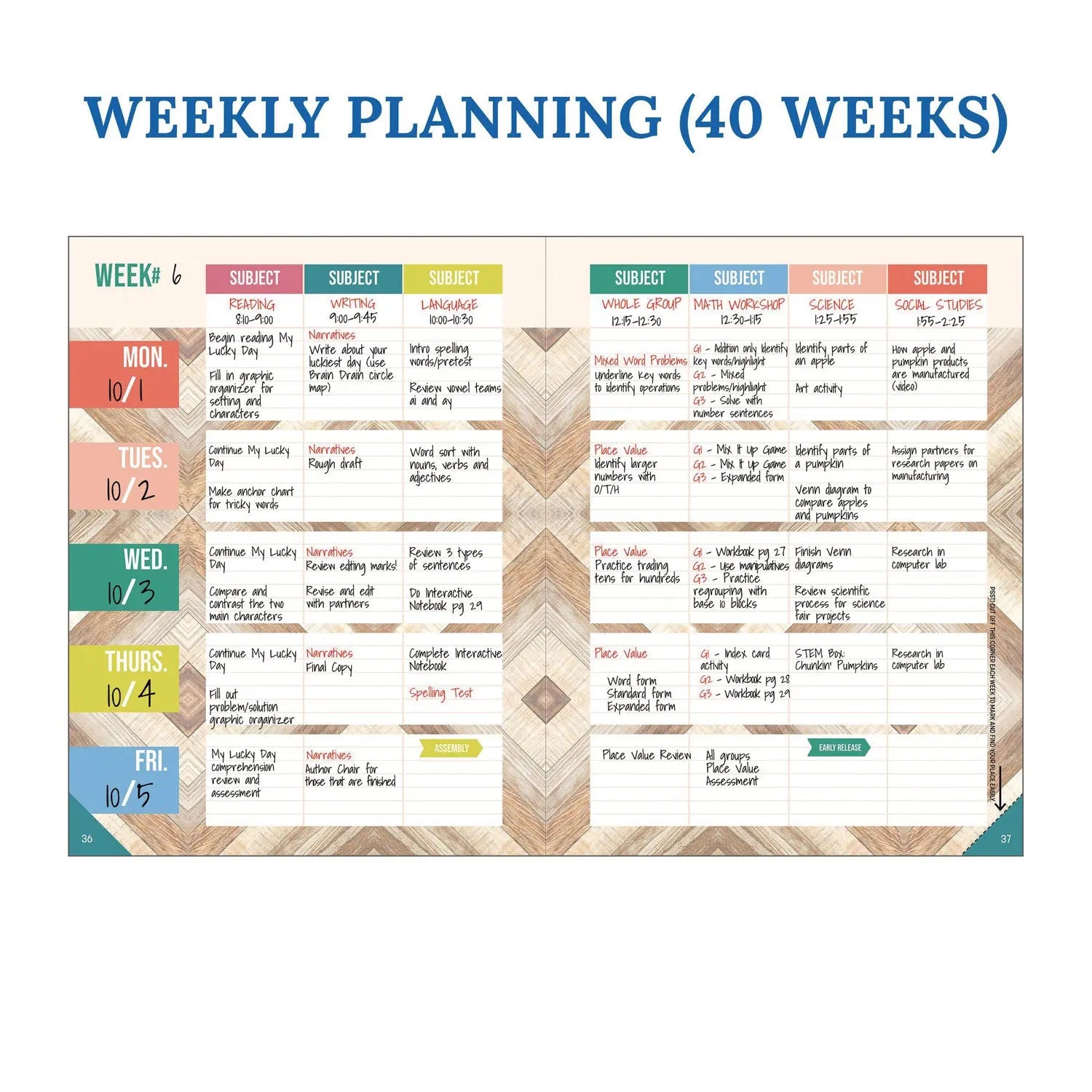 Teacher Planners, Weekly/Monthly, Two-Page Spread, 11 x 8.5, Multicolor Cover, True to You Theme Carson-Dellosa Education Flipcost