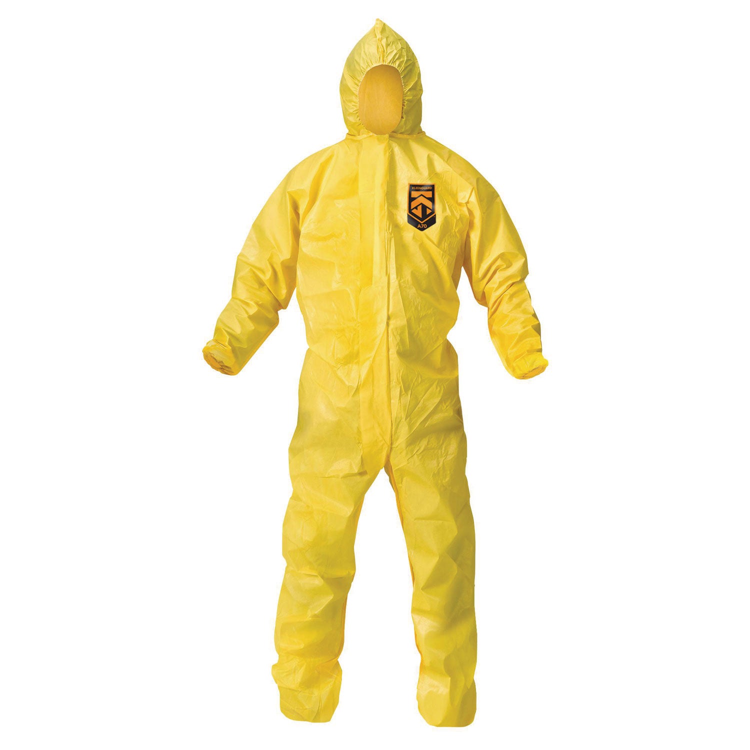 KleenGuard™ A70 Chemical Spray Protection Coveralls, Elastic Wrists, Ankles, Hood, 2X-Large, Yellow, 12/Carton