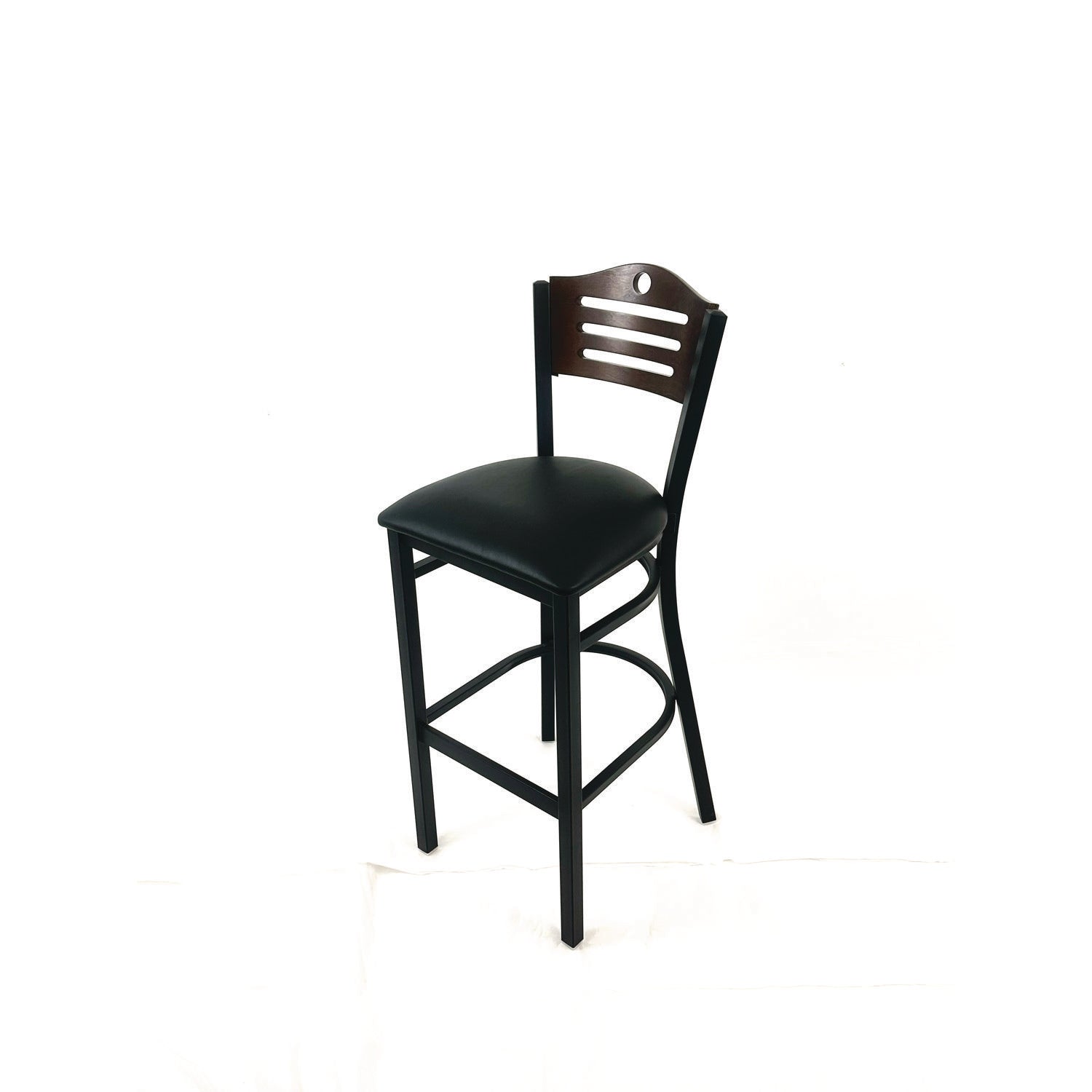 JMC Furniture Eagle Series Barstool, Supports Up to 300 lb, 28.5" Seat Height, Black Seat, Dark Walnut Back, Black Base