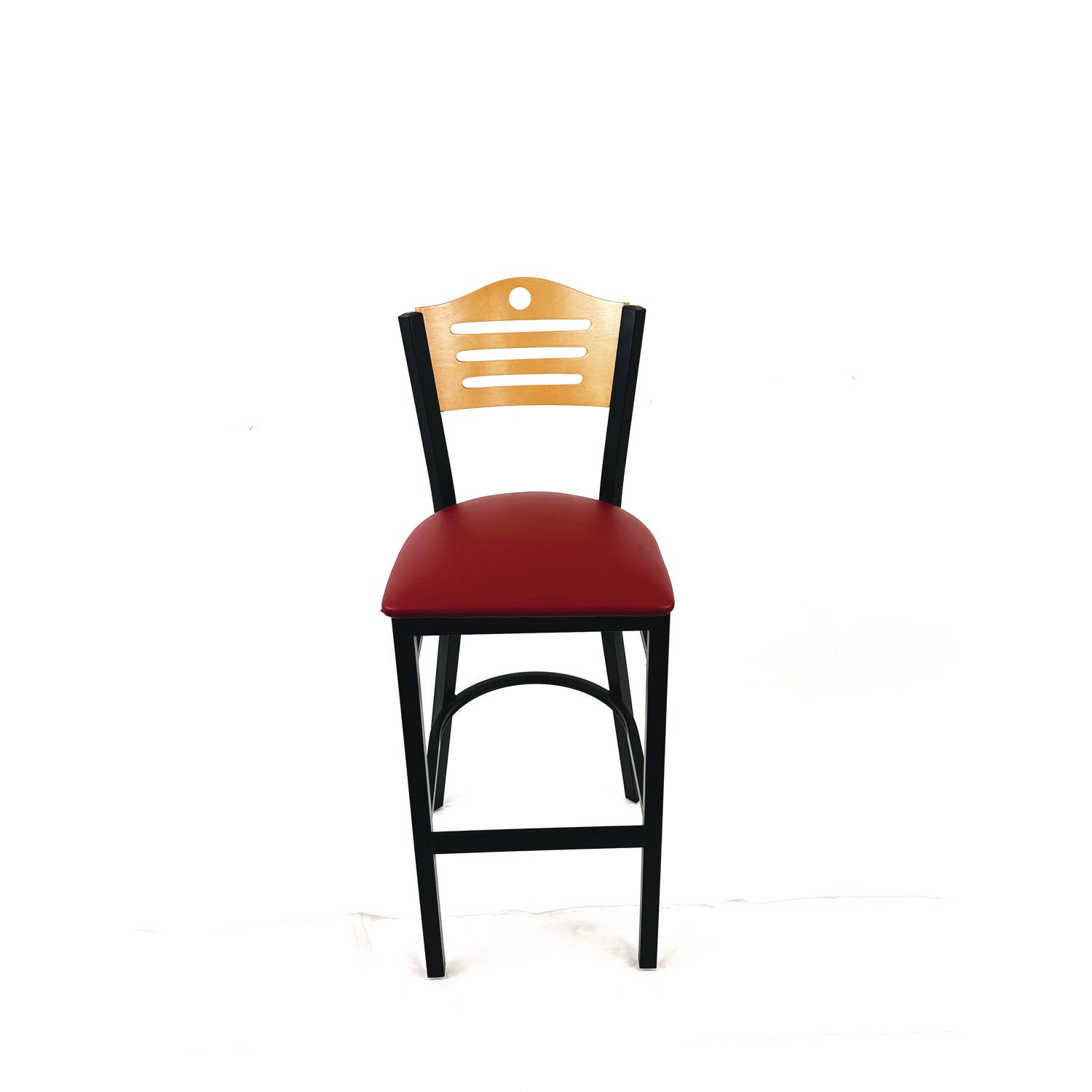 JMC Furniture Eagle Series Barstool, Supports Up to 300 lb, 28.5" Seat Height, Burgundy Seat, Natural Back, Black Base