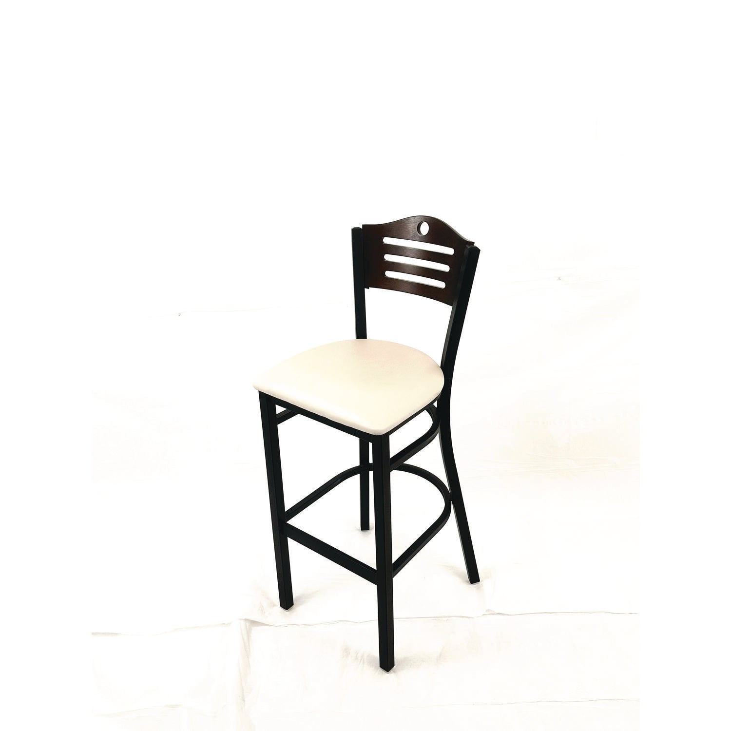 JMC Furniture Eagle Series Barstool, Supports Up to 300 lb, 28.5" Seat Height, Cream Seat, Dark Walnut Back, Black Base