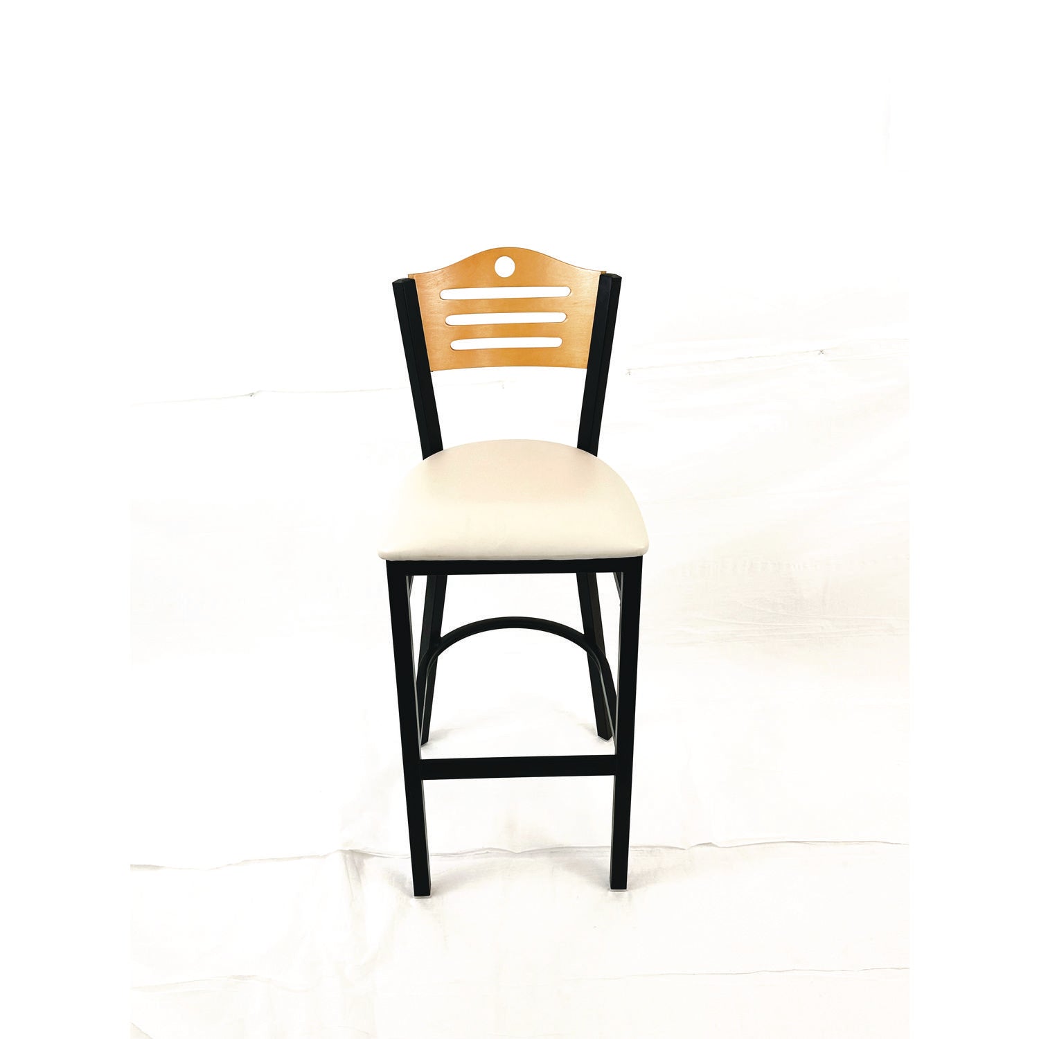 JMC Furniture Eagle Series Barstool, Supports Up to 300 lb, 28.5" Seat Height, Cream Seat, Natural Back, Black Base
