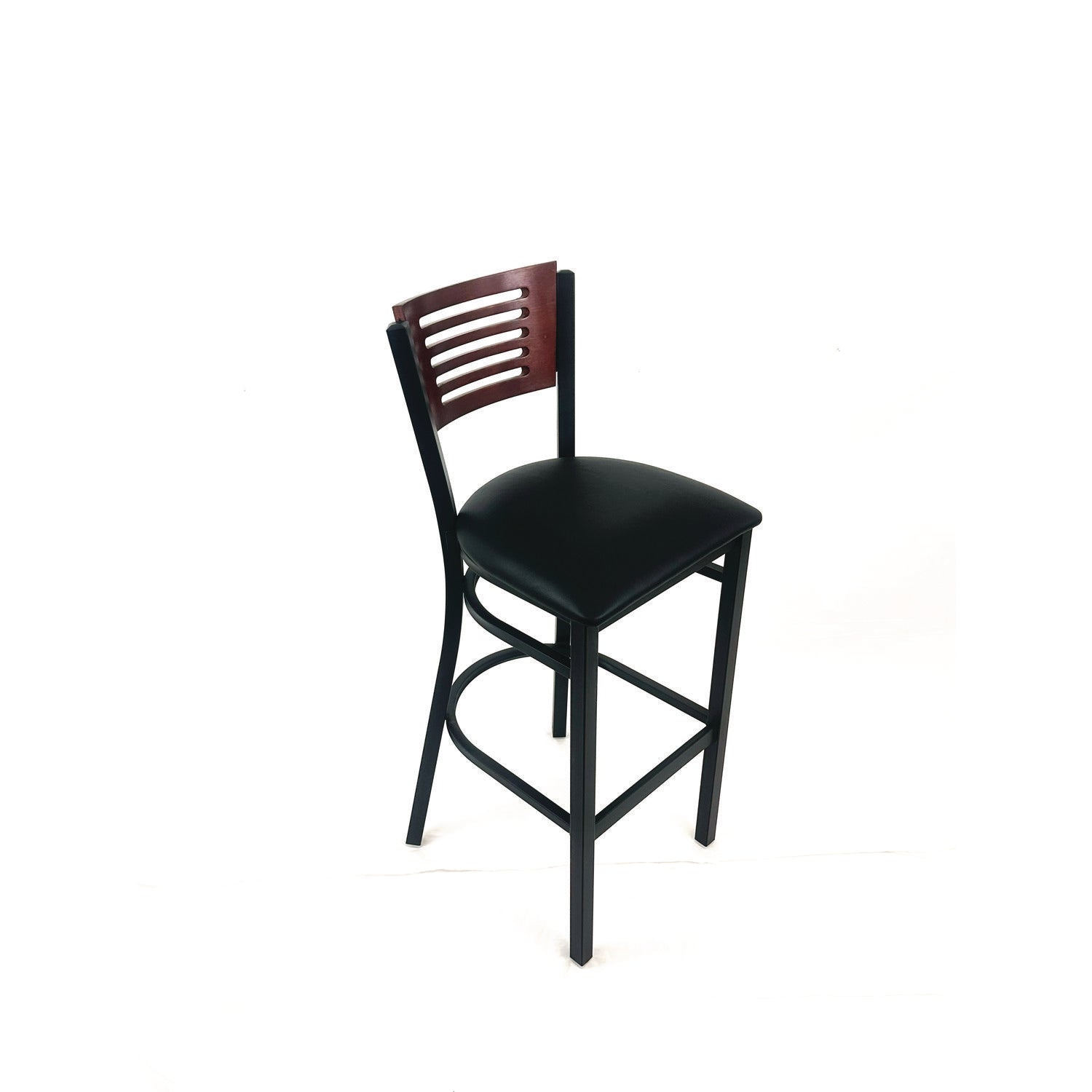 JMC Furniture Jones River Series Barstool, Supports Up to 300 lb, 28.5" Seat Height, Black Seat, Dark Mahogany Back, Black Base