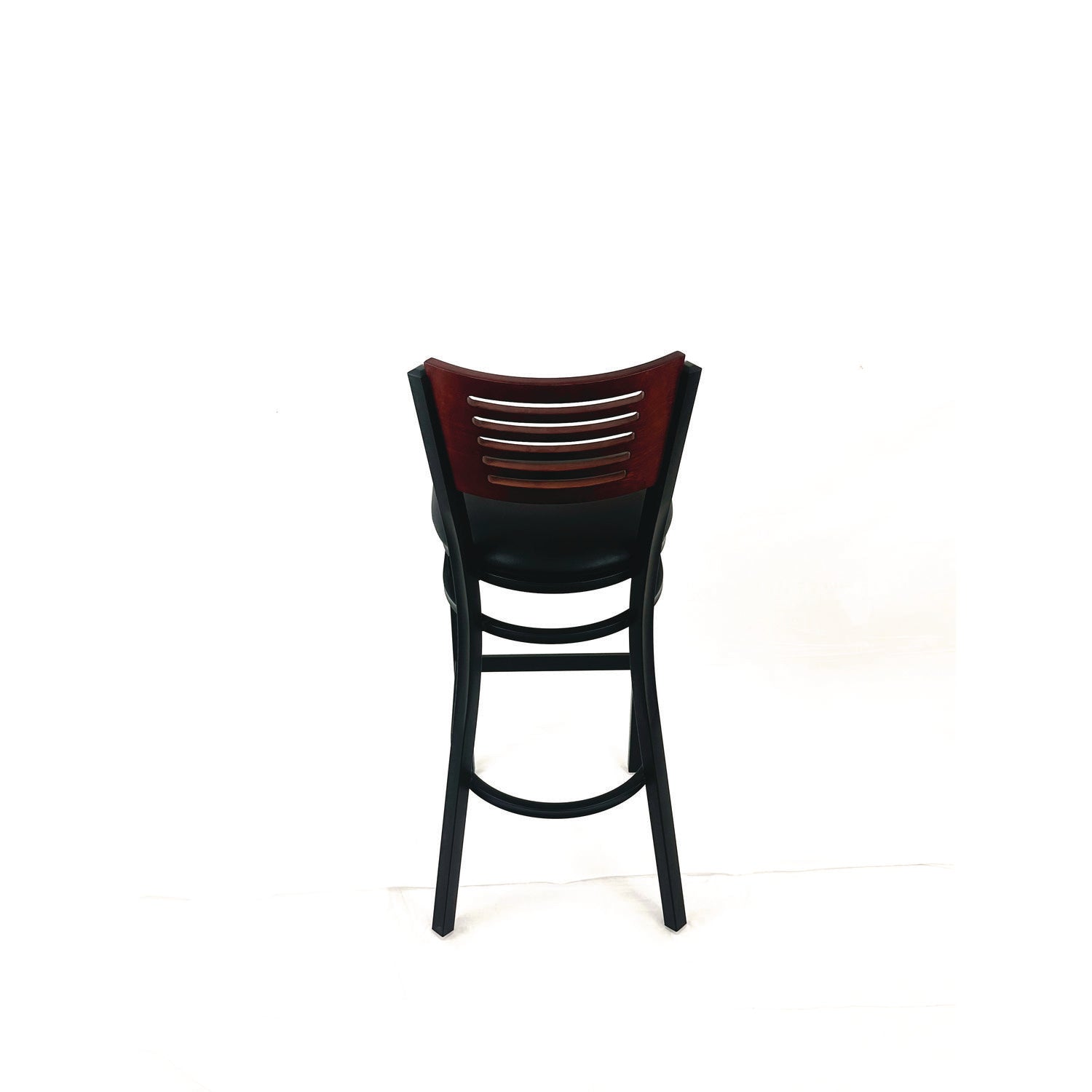 JMC Furniture Jones River Series Barstool, Supports Up to 300 lb, 28.5" Seat Height, Black Seat, Dark Mahogany Back, Black Base
