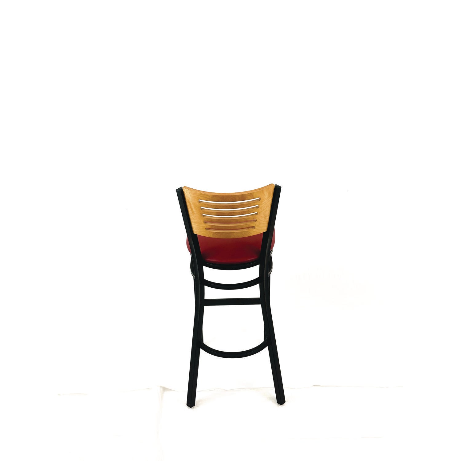JMC Furniture Jones River Series Barstool, Supports Up to 300 lb, 28.5" Seat Height, Burgundy Seat, Natural Back, Black Base