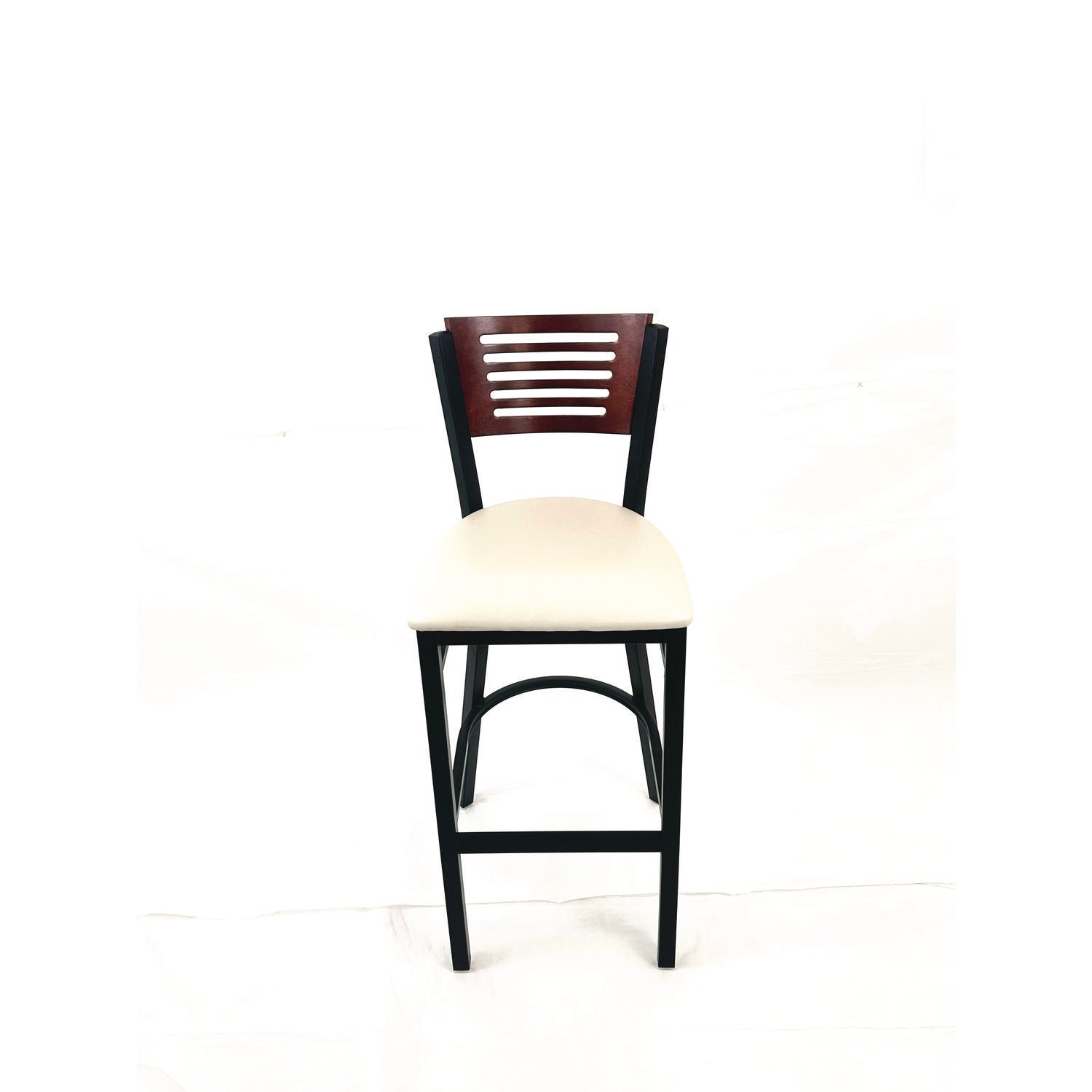 JMC Furniture Jones River Series Barstool, Supports Up to 300 lb, 28.5" Seat Height, Cream Seat, Dark Mahogany Back, Black Base