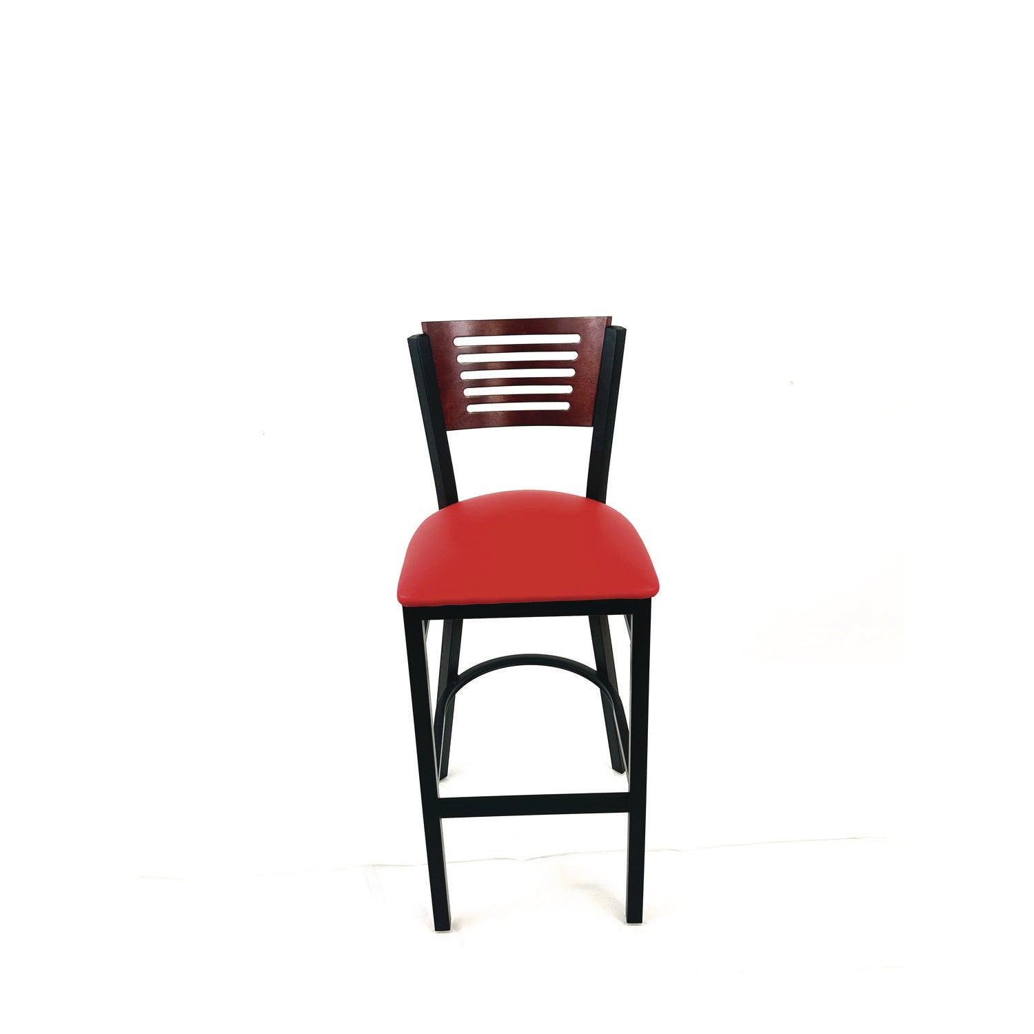 JMC Furniture Jones River Series Barstool, Supports Up to 300 lb, 28.5" Seat Height, Red Seat, Dark Mahogany Back, Black Base