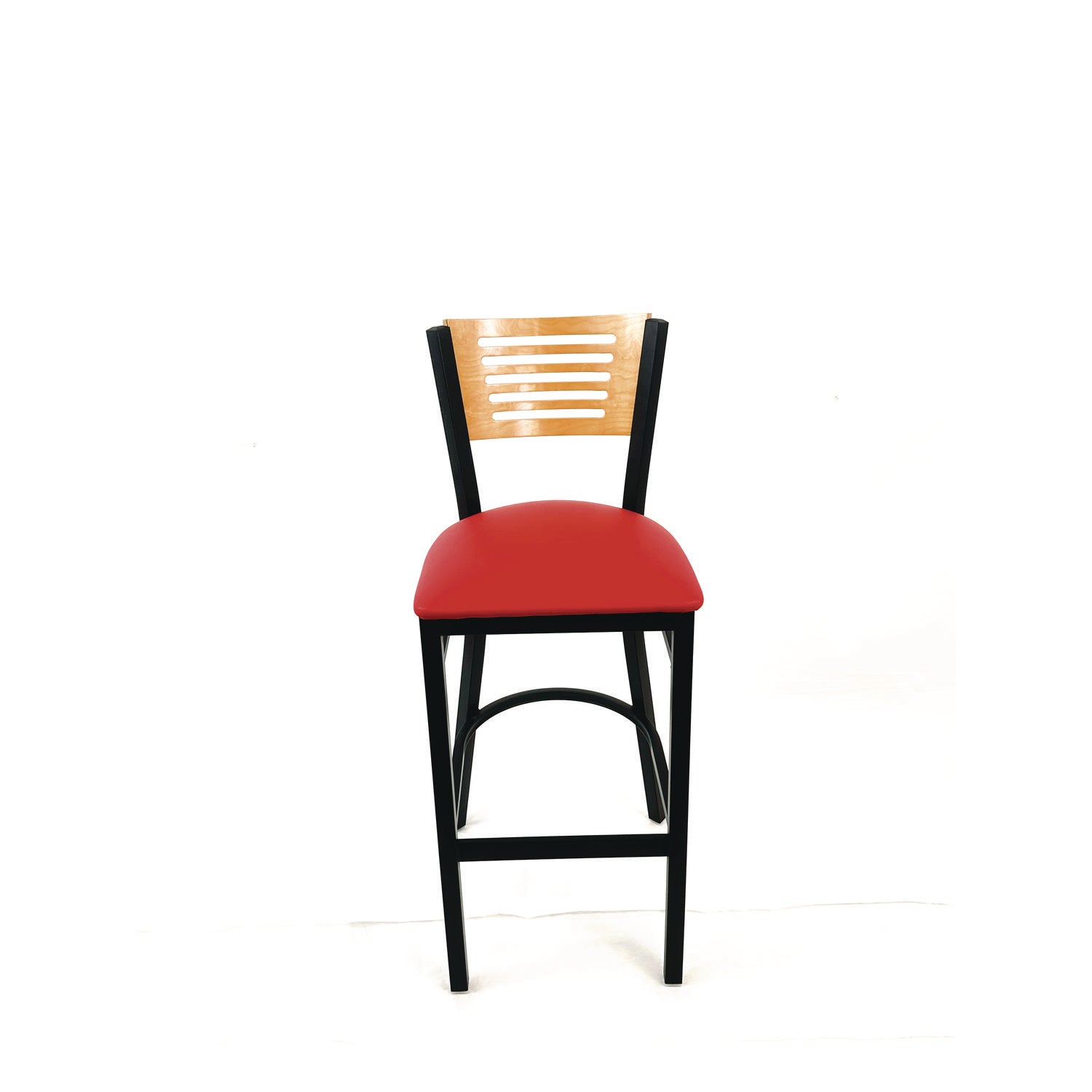 JMC Furniture Jones River Series Barstool, Supports Up to 300 lb, 28.5" Seat Height, Red Seat, Natural Back, Black Base
