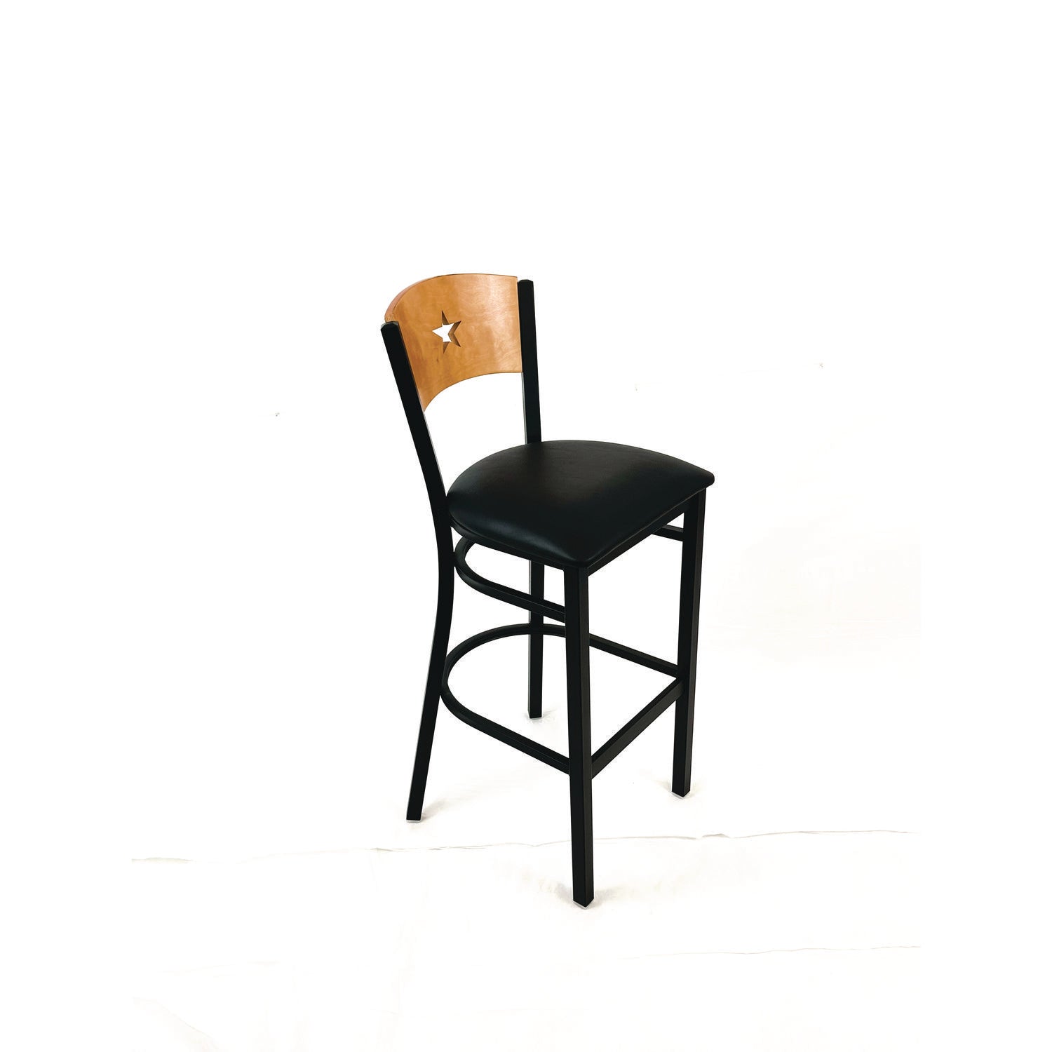 JMC Furniture Liberty Series Barstool, Supports Up to 300 lb, 28.5" Seat Height, Black Seat, Natural Back, Black Base