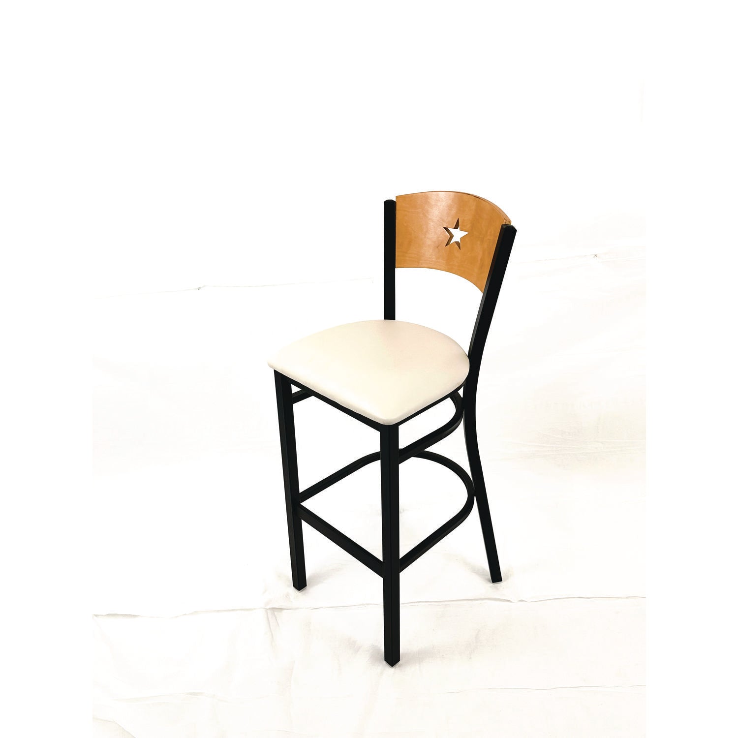 JMC Furniture Liberty Series Barstool, Supports Up to 300 lb, 28.5" Seat Height, Cream Seat, Natural Back, Black Base