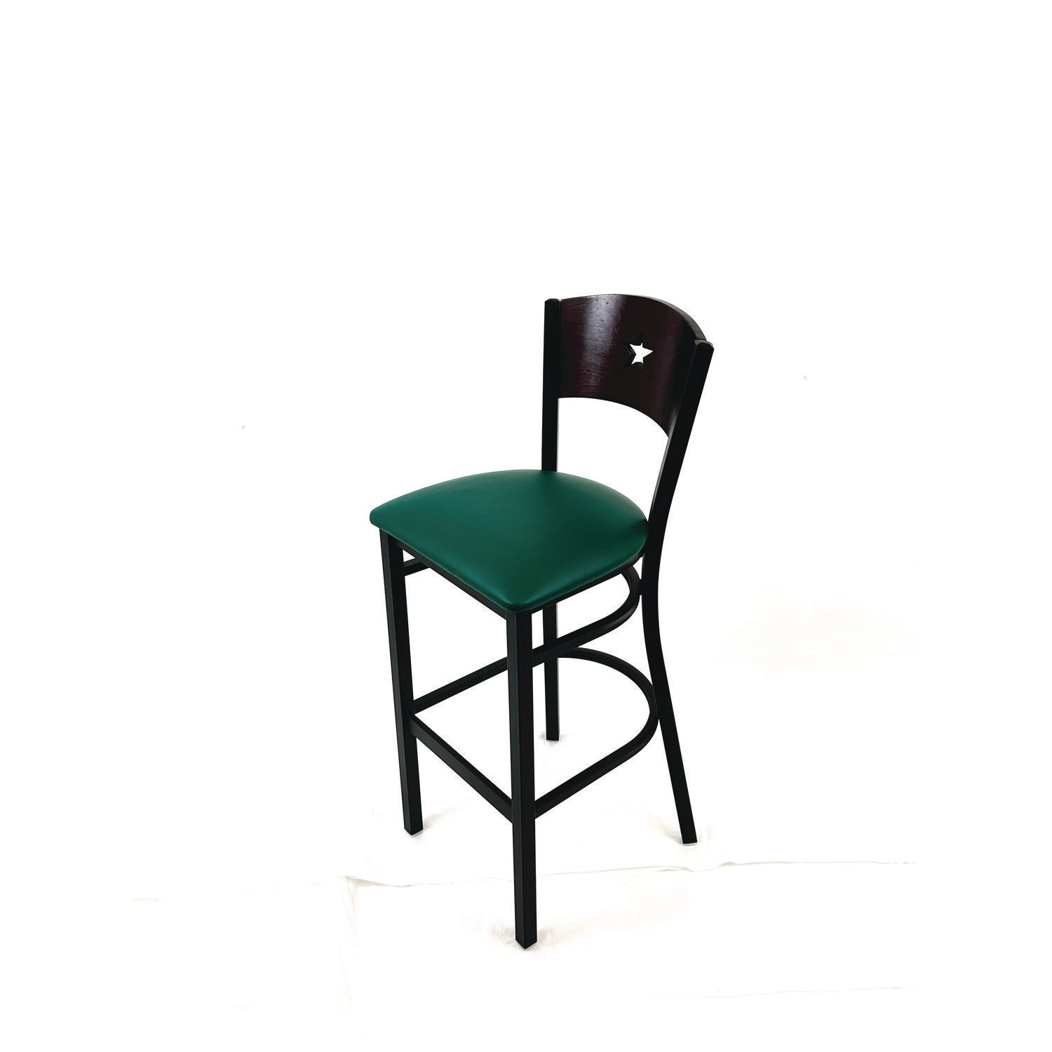 JMC Furniture Liberty Series Barstool, Supports Up to 300 lb, 28.5" Seat Height, Green Seat, Dark Mahogany Back, Black Base