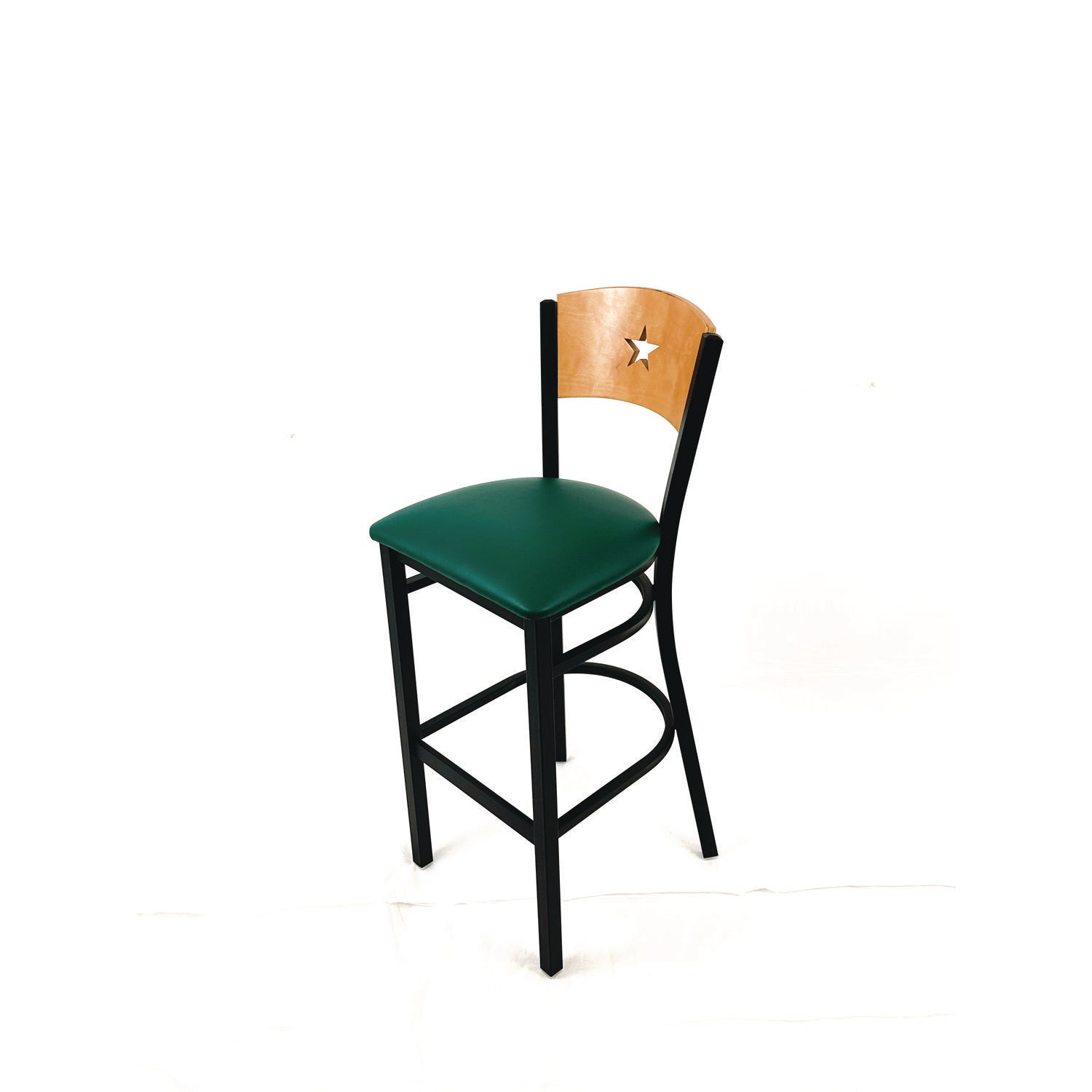 JMC Furniture Liberty Series Barstool, Supports Up to 300 lb, 28.5" Seat Height, Green Seat, Natural Back, Black Base
