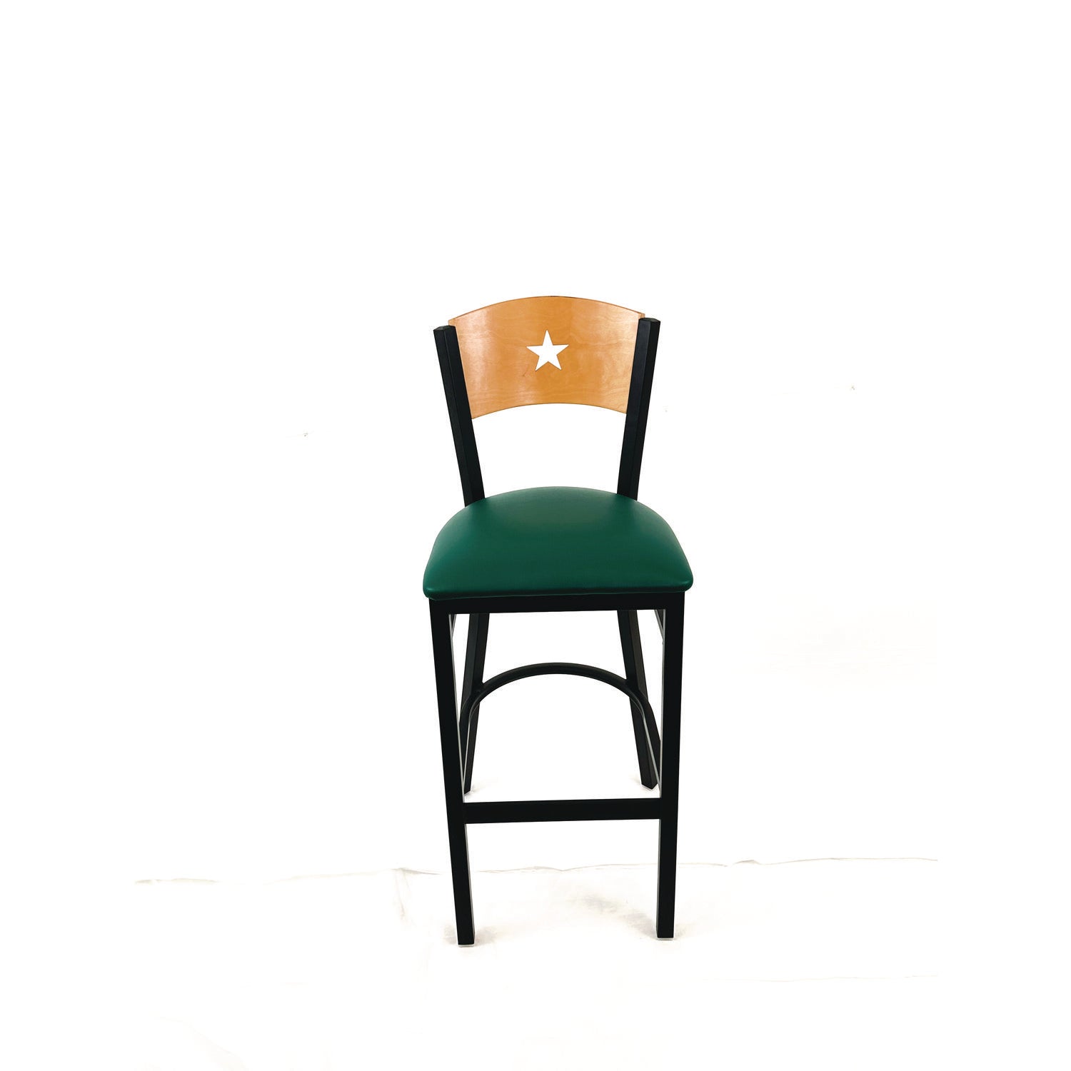 JMC Furniture Liberty Series Barstool, Supports Up to 300 lb, 28.5" Seat Height, Green Seat, Natural Back, Black Base