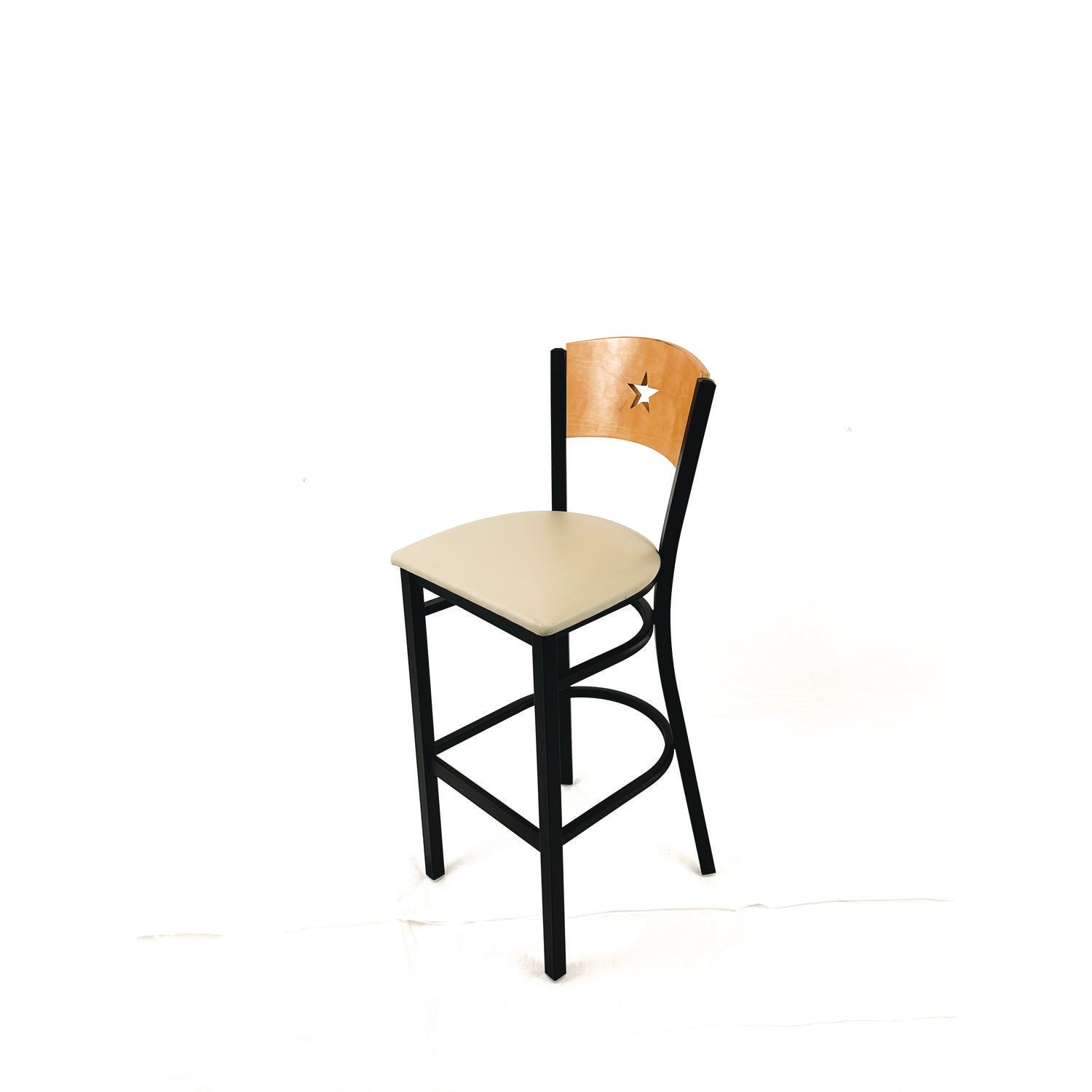 JMC Furniture Liberty Series Barstool, Supports Up to 300 lb, 28.5" Seat Height, Taupe Seat, Natural Back, Black Base