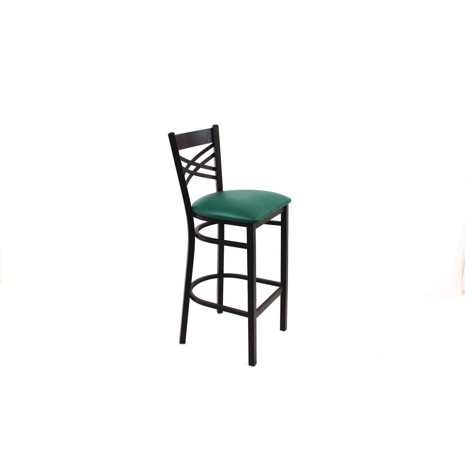 JMC Furniture X Series Barstool, Supports Up to 300 lb, 29.5" Seat Height, Green Seat, Black Back, Black Base
